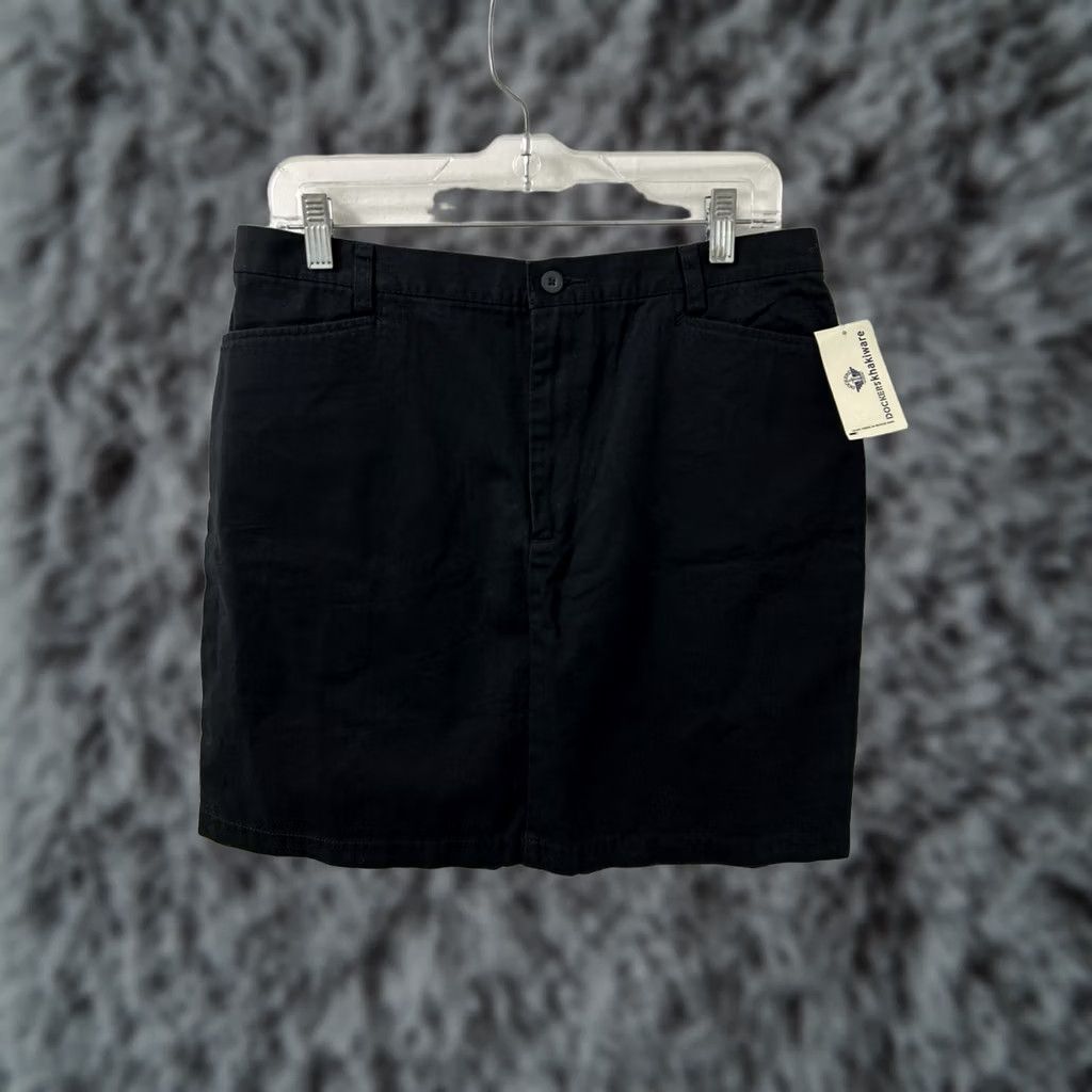 Dockers VINTAGE Dockers Skirt Womens 14 Black Mini Twill 100% Cotton NWT Zipper Button Pockets 90s Classic Short 90s Womens Size 36" / US 14 / IT 50 - 1 Thumbnail