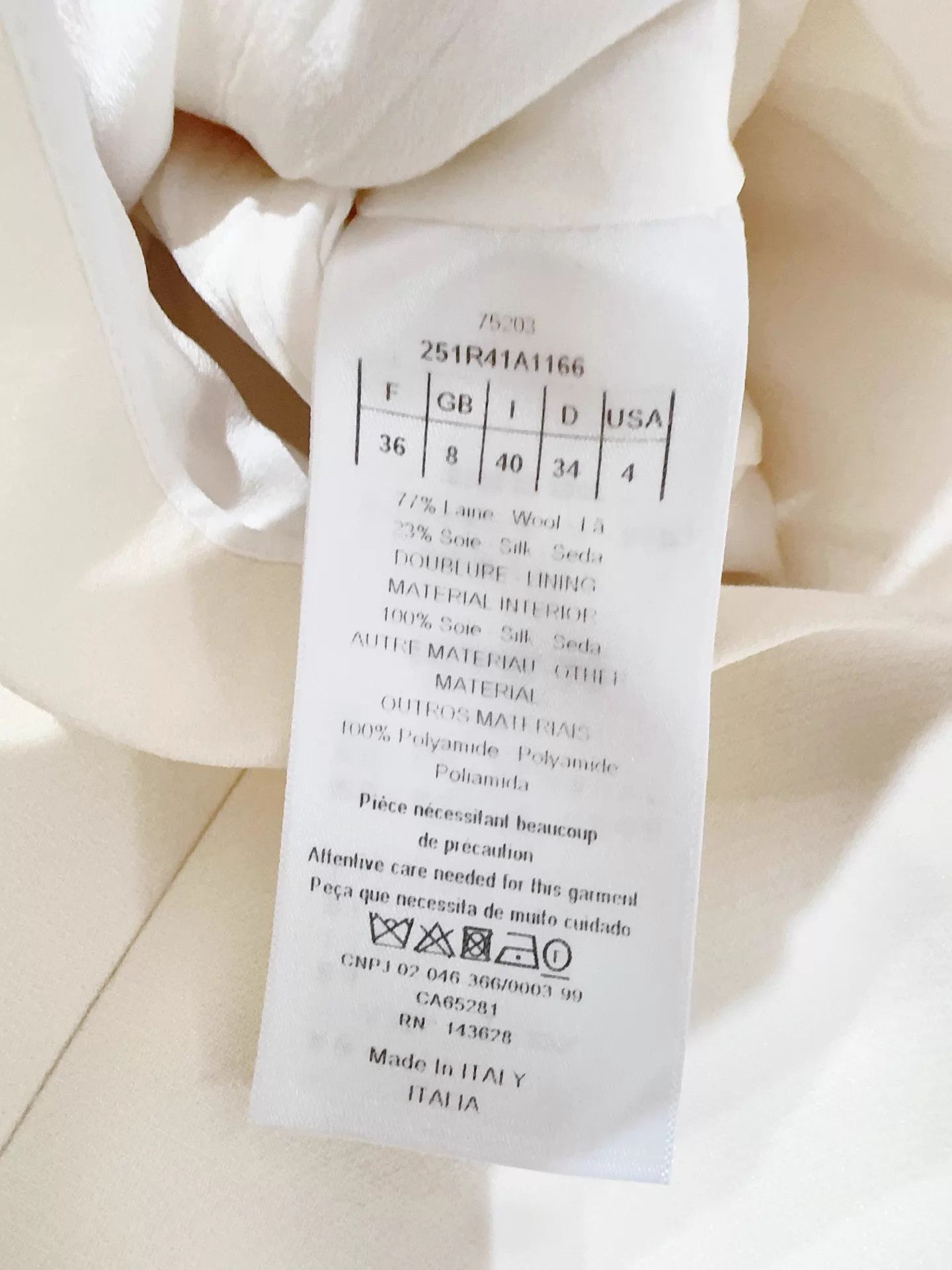 Dior Dior New White Silk Wool Midi Dress F36 Women's Size XS / US 0-2 / IT 36-38 - 4 Thumbnail
