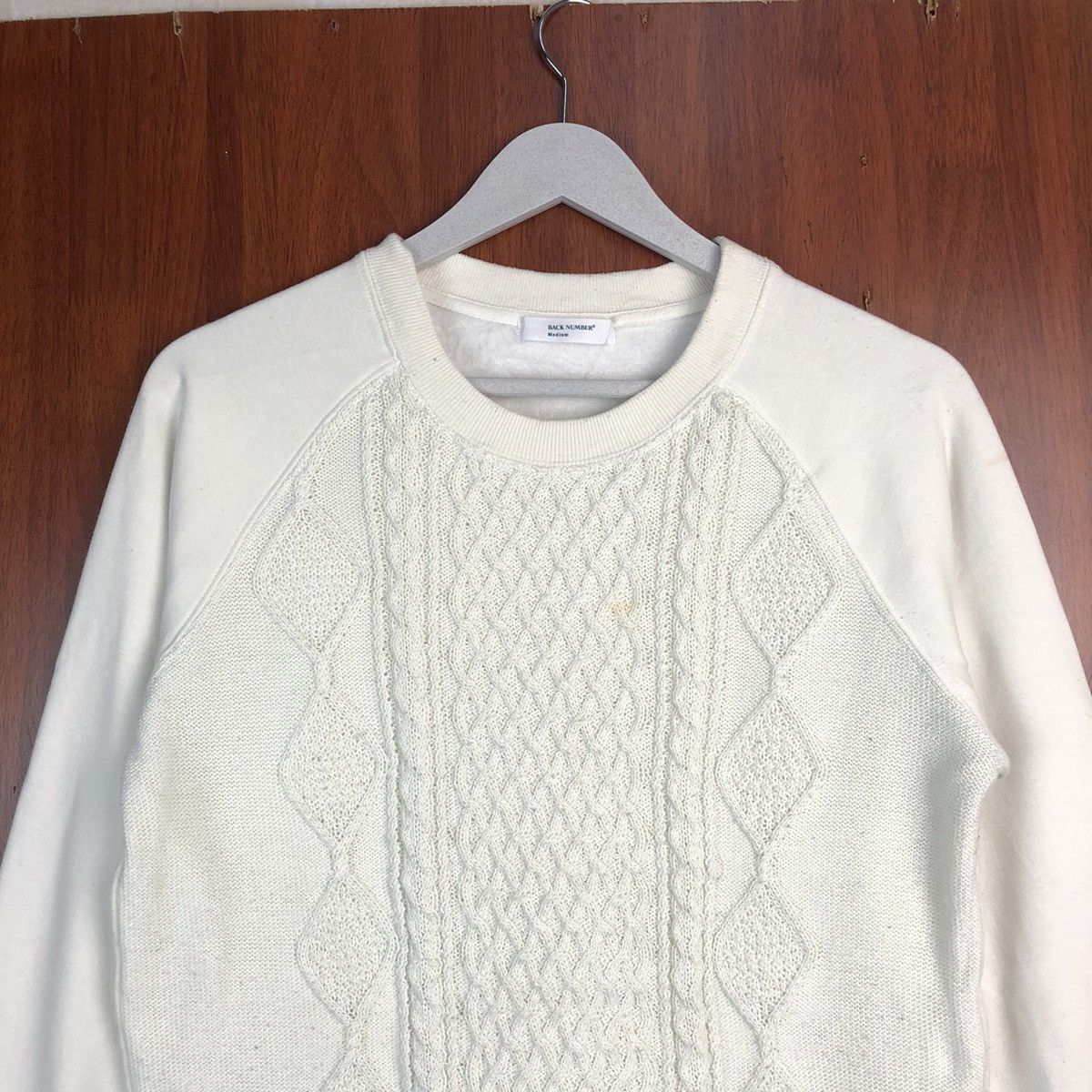 Homespun Knitwear × Japanese Brand Back Number White cable Knitwear sweatshirt #7521 Size S / US 4 / IT 40 - 2 Thumbnail