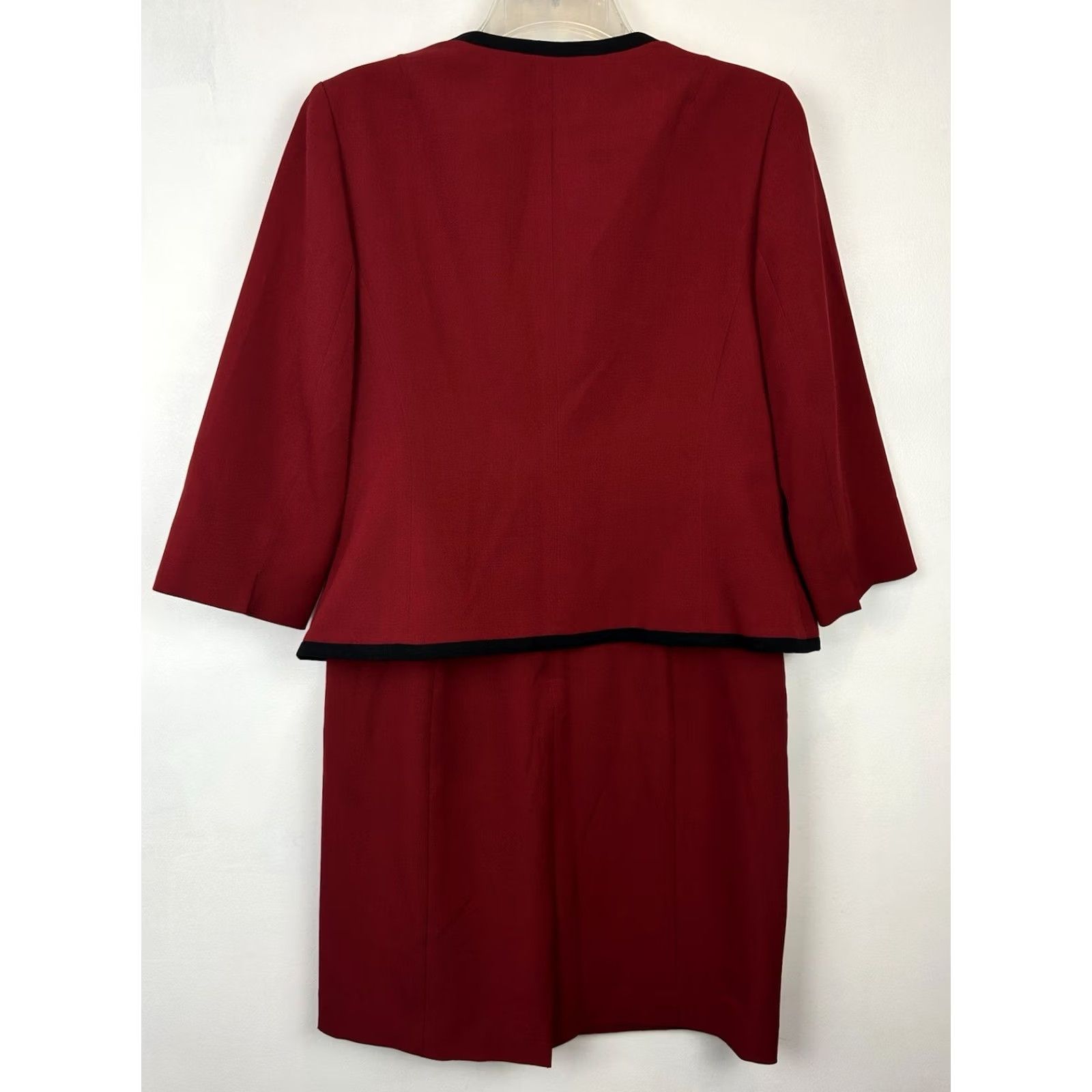 Vintage Le Suit Red 8 Petite Suit Jacket Dress Set Career Size M / US 6-8 / IT 42-44 - 2 Thumbnail