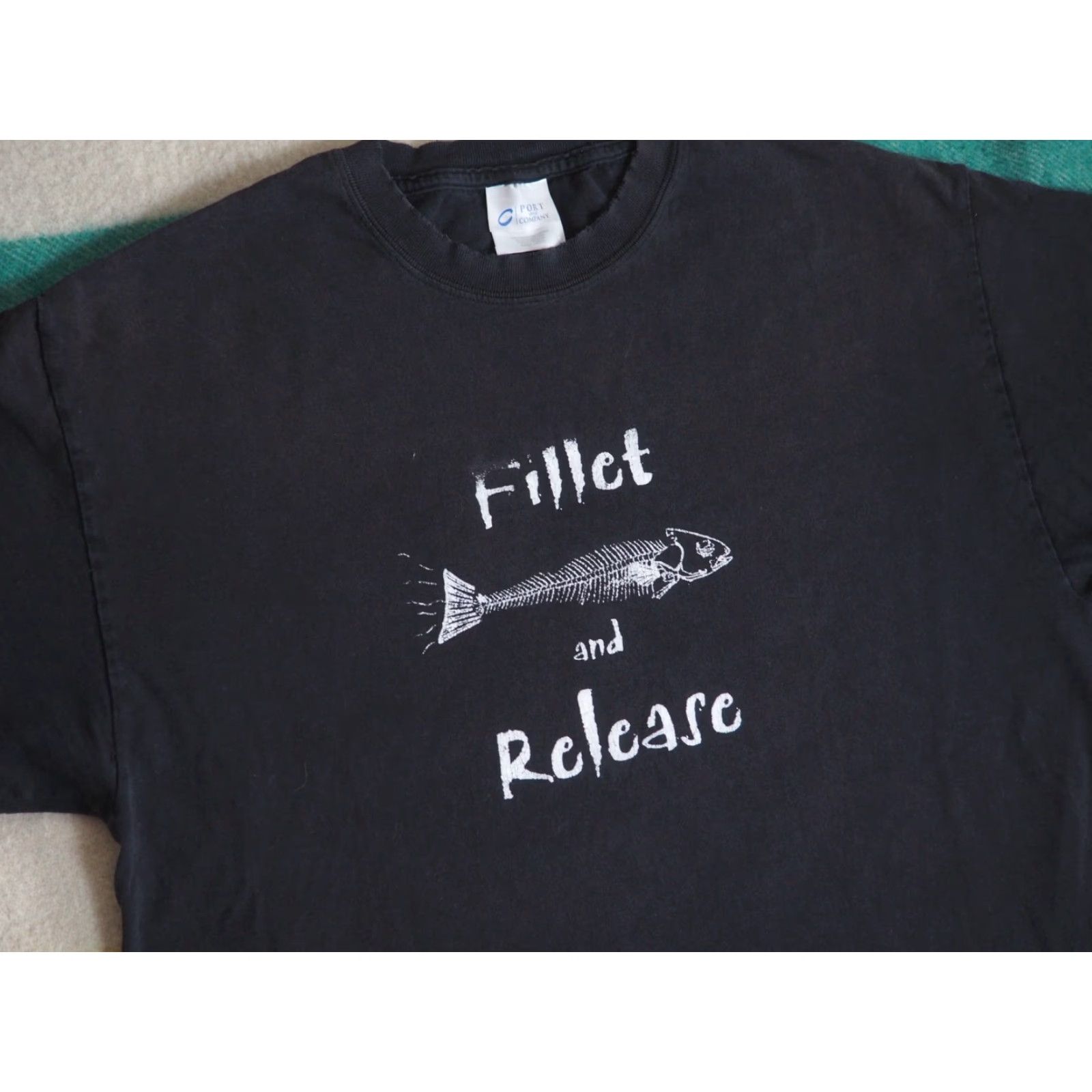 Port & Company VTG Y2k 2000s Fishing Fillet Joke Humor Faded Black Text Tee T-Shirt Mens L Size US L / EU 52-54 / 3 - 3 Thumbnail