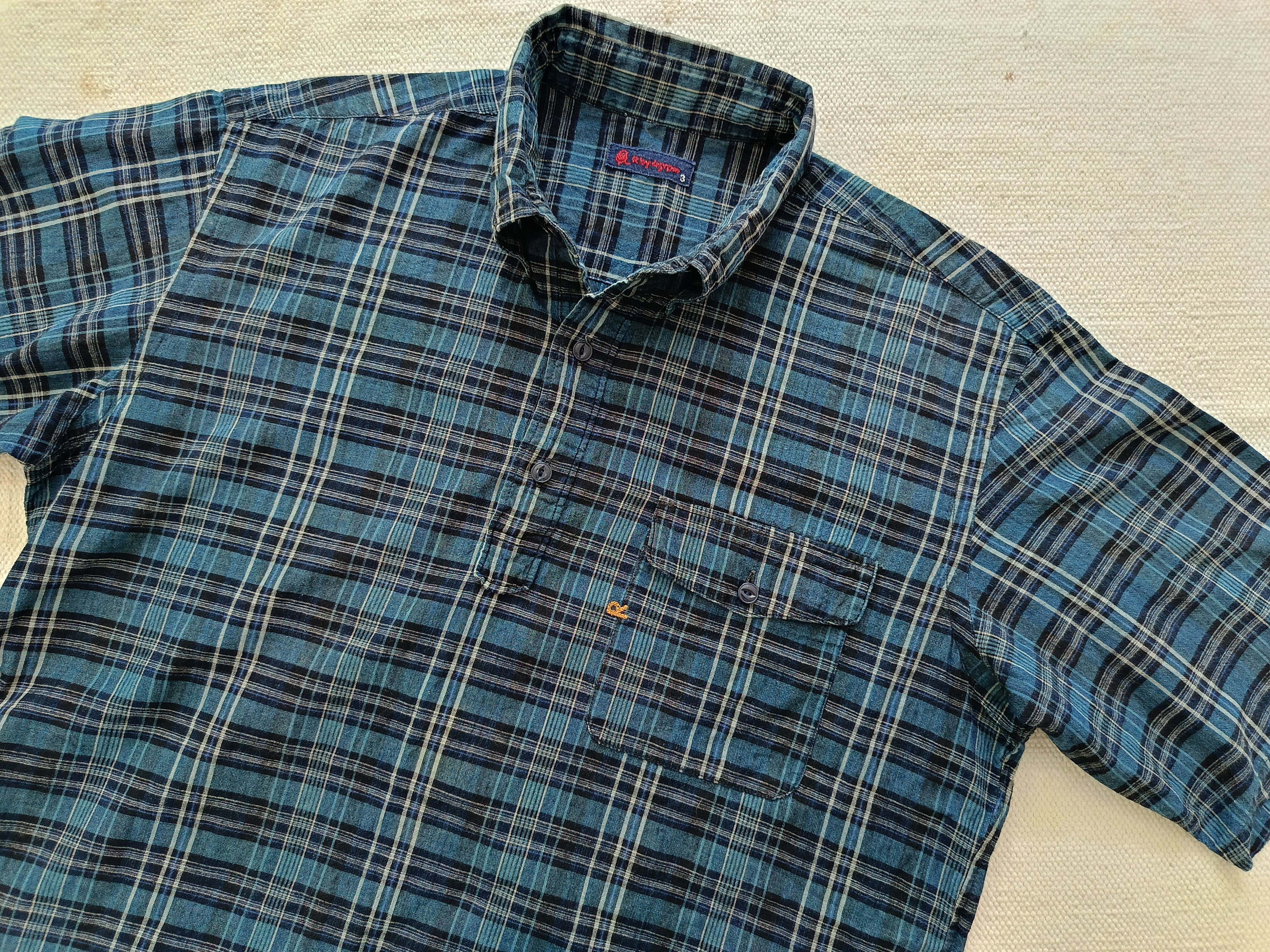 45rpm 45RPM studio by R 3 Japan blue plaid indigo pullover shirt Size US L / EU 52-54 / 3 - 1 Thumbnail