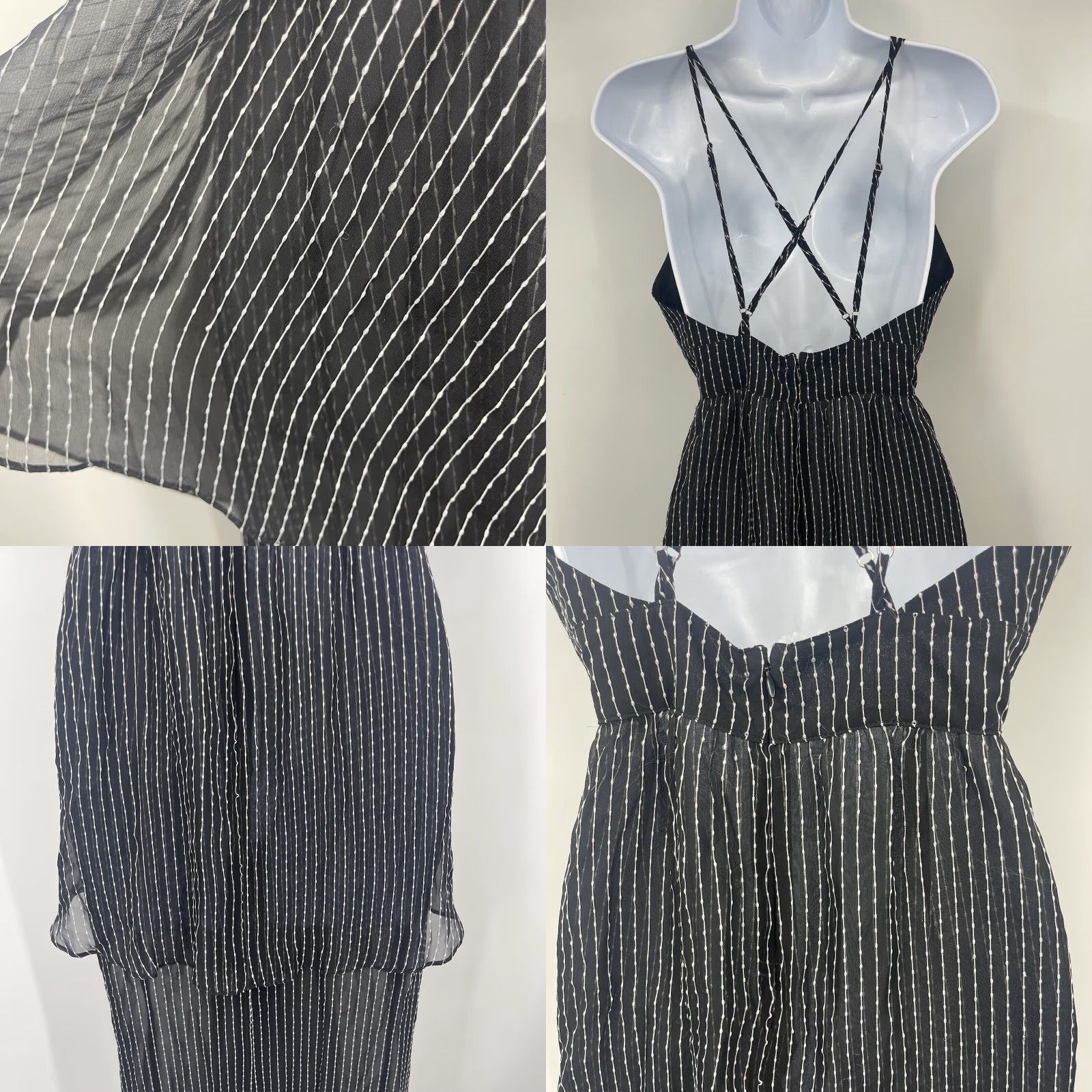 Vintage VINTAGE Stone Cold Fox Dress Womens Small Silk Sleeveless Ruffle Striped Maxi Bohemian Sheer Party Casual Size S / US 4 / IT 40 - 8 Thumbnail
