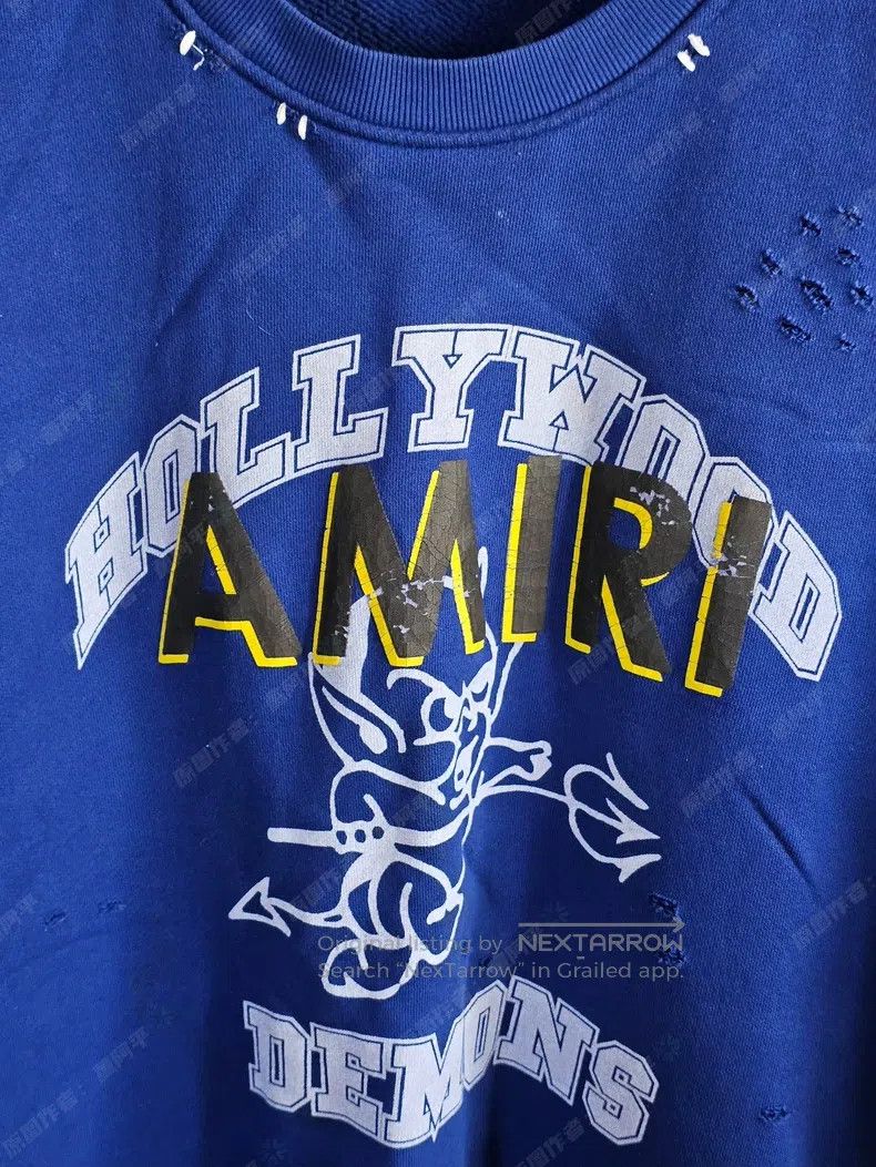 Amiri Amiri Little Devil Distressed Hoodie Blue Size US M / EU 48-50 / 2 - 3 Thumbnail