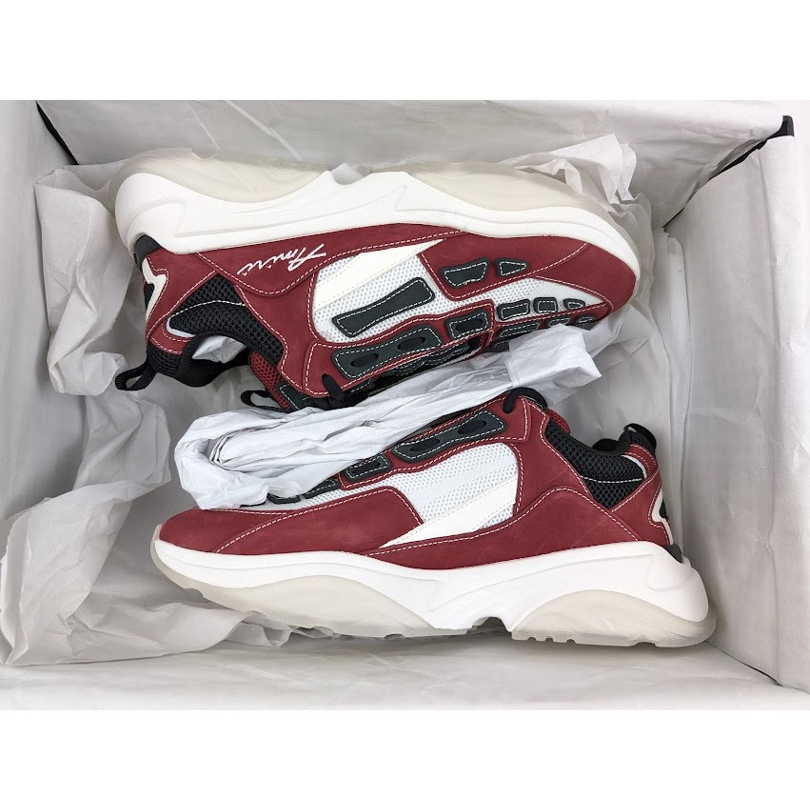 Amiri o1rshd1 Q:2 / Bone Runner Low-Top Sneakers in Deep Red Size US 13 / EU 46 - 10 Thumbnail