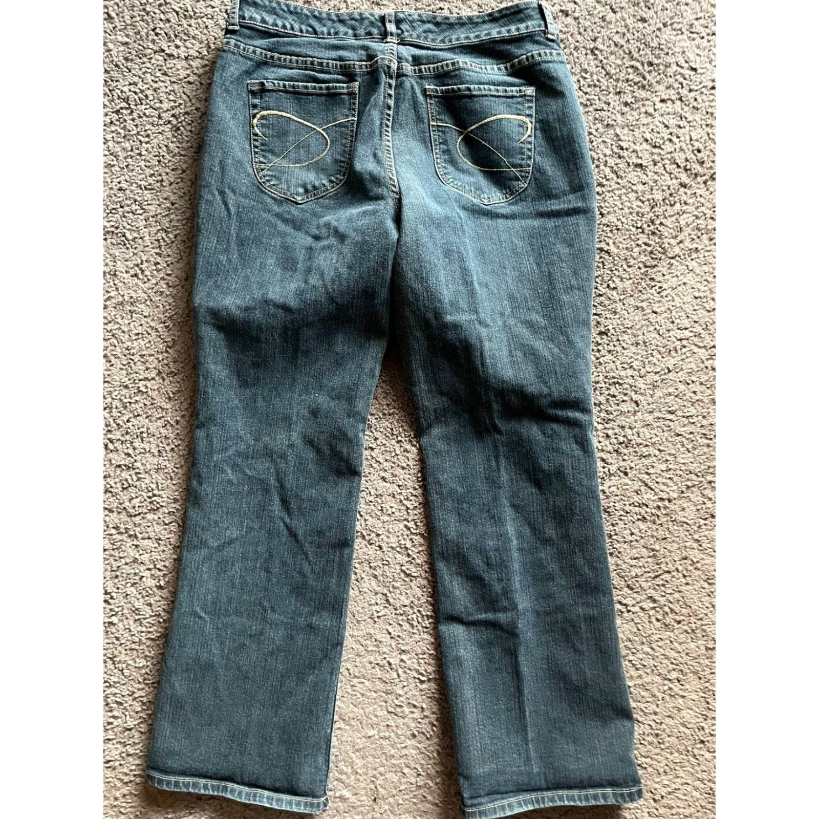 Vintage CHICO'S Jeans Slim Fit Mid Rise 2 Short Blue Denim Women’s Size 12 Skinny 29in Inseam Dark Wash Belt Loops 5-Pocket Modern American Style Size 34" / US 12 / IT 48 - 3 Thumbnail