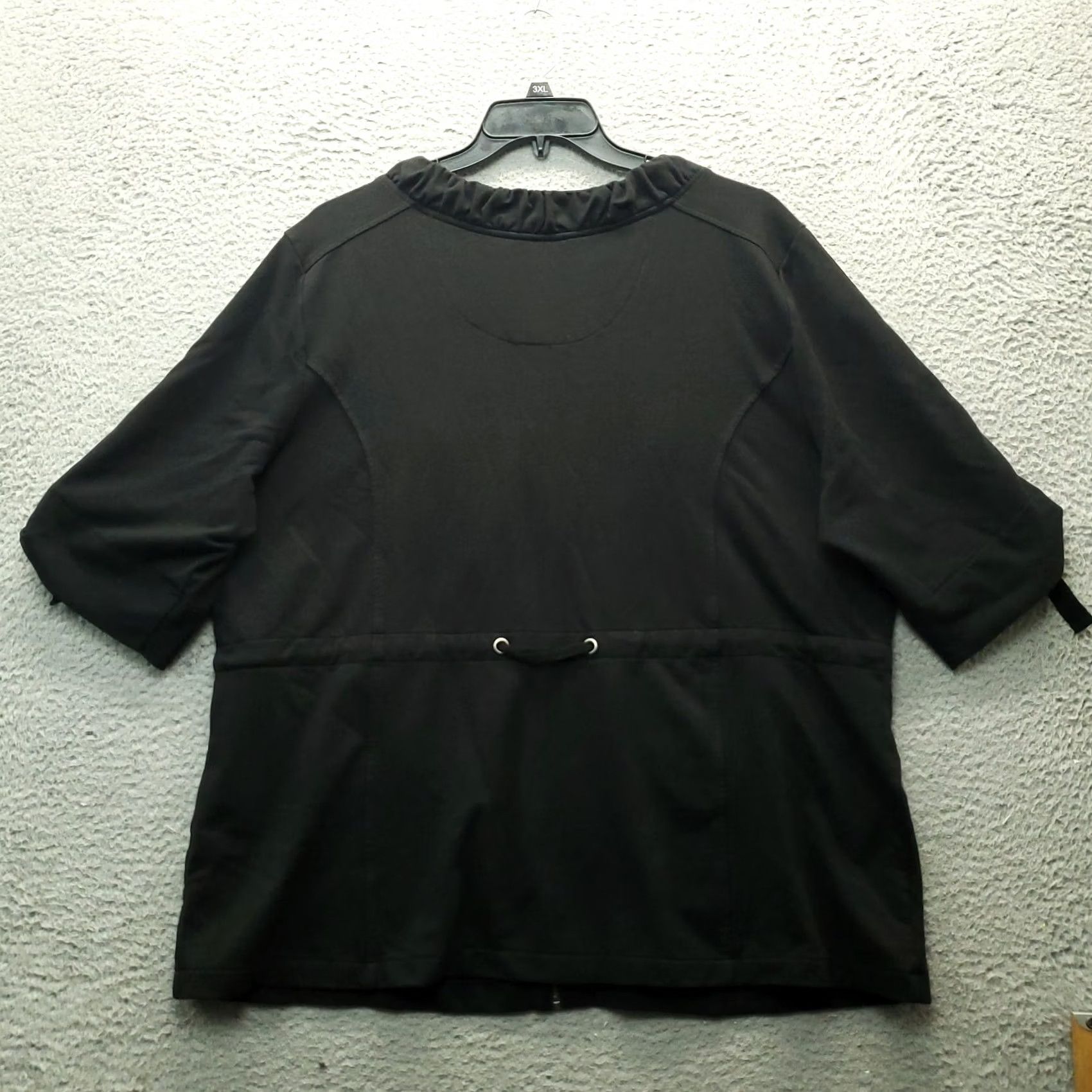 Vintage Christopher & Banks Jacket Womens 2X Black Tie Waist Pleated Neck Flap Pockets Size XXL / US 16-18 / IT 52-54 - 2 Thumbnail