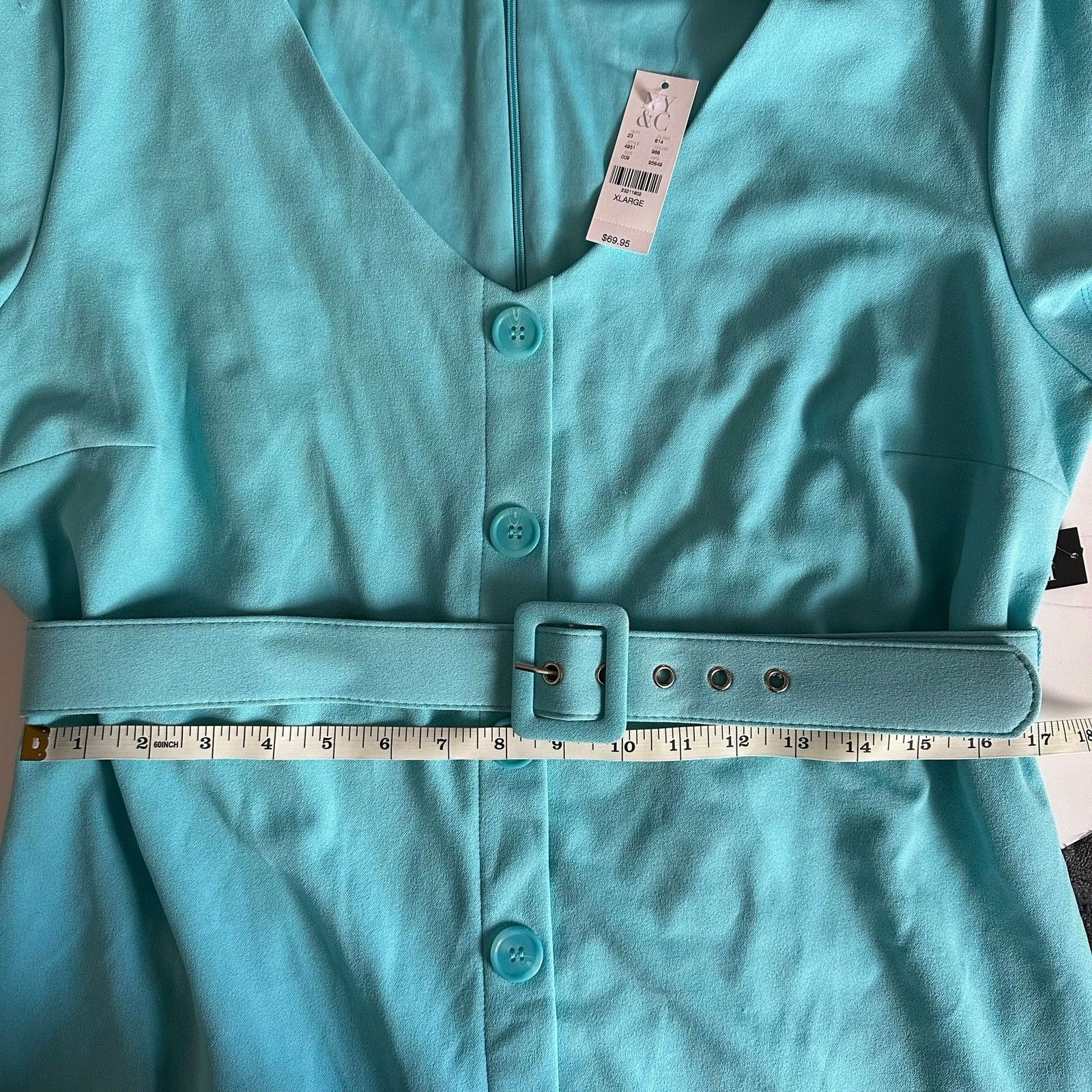 Other New York & Company Dress Turquoise Blue X-Large Belted NWT Size XL / US 12-14 / IT 48-50 - 9 Thumbnail