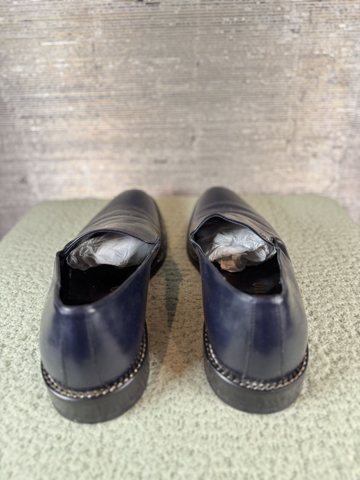 John Galliano John Galliano Navy Blur Leather Flats Size US 10 / EU 43 - 4 Thumbnail