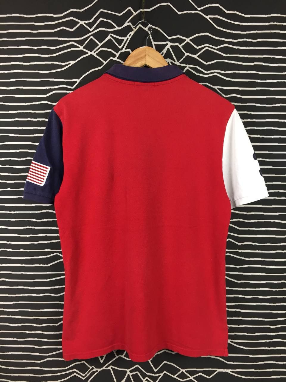 Polo Ralph Lauren Vtg Polo Ralph Lauren Big Pony USA Flag Polo Tee Size US M / EU 48-50 / 2 - 9 Thumbnail
