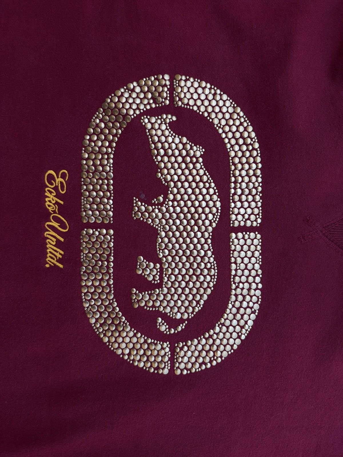 Ecko Unltd. Y2K ECKO UNLTD Rhino Rhinestones Burgundy/Gold Hoodie Size S Size US S / EU 44-46 / 1 - 5 Thumbnail