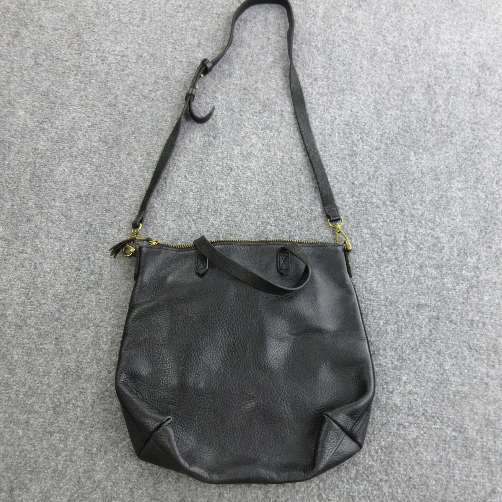 Madewell Madewell Crossbody Bag Womens Large Black Leather Zip Tote Hobo Shoulder Purse Size ONE SIZE - 7 Thumbnail
