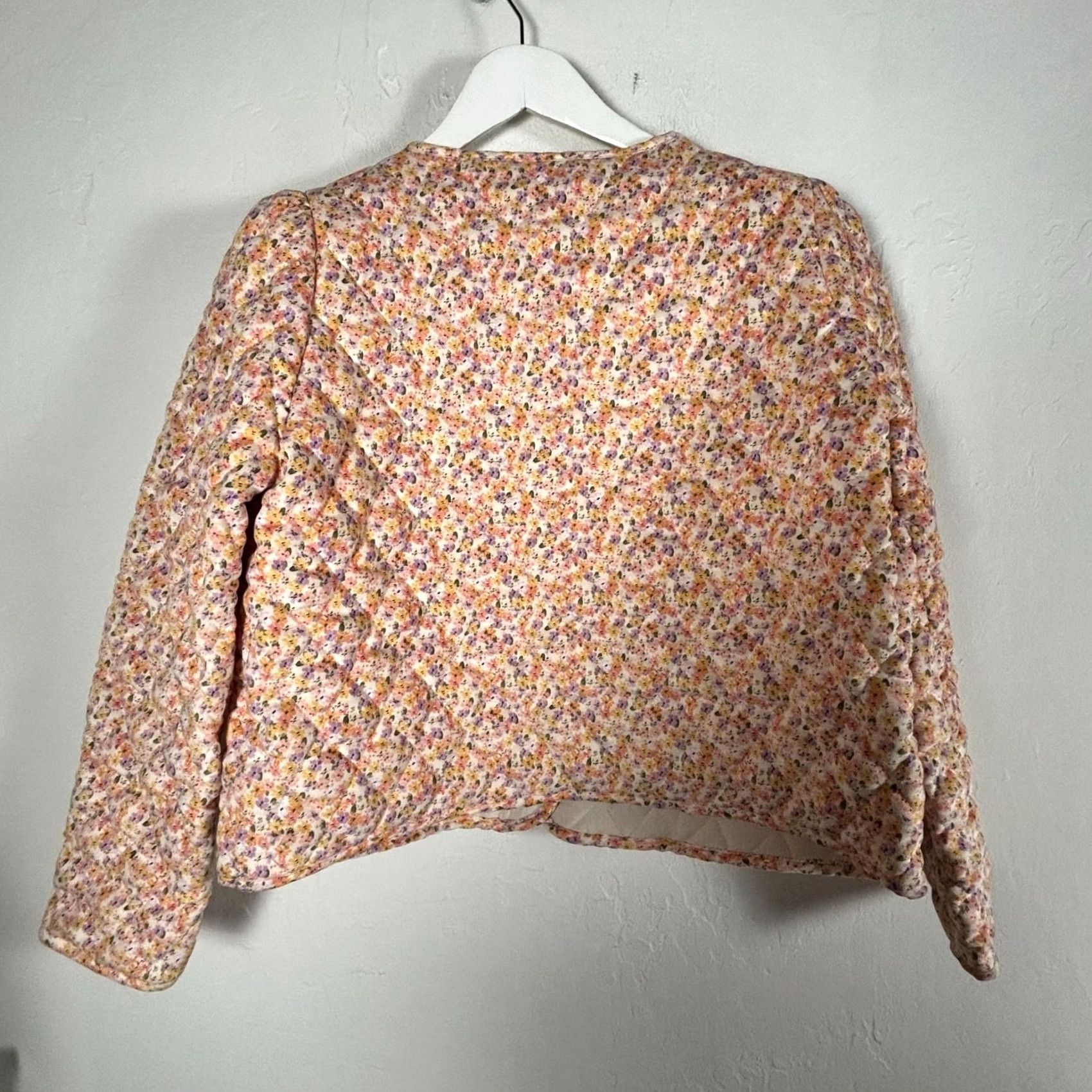 Vintage Sadie & Sage Womens Floral Quilted Jacket Large Peach Button Front Pockets New Size L / US 10 / IT 46 - 2 Thumbnail