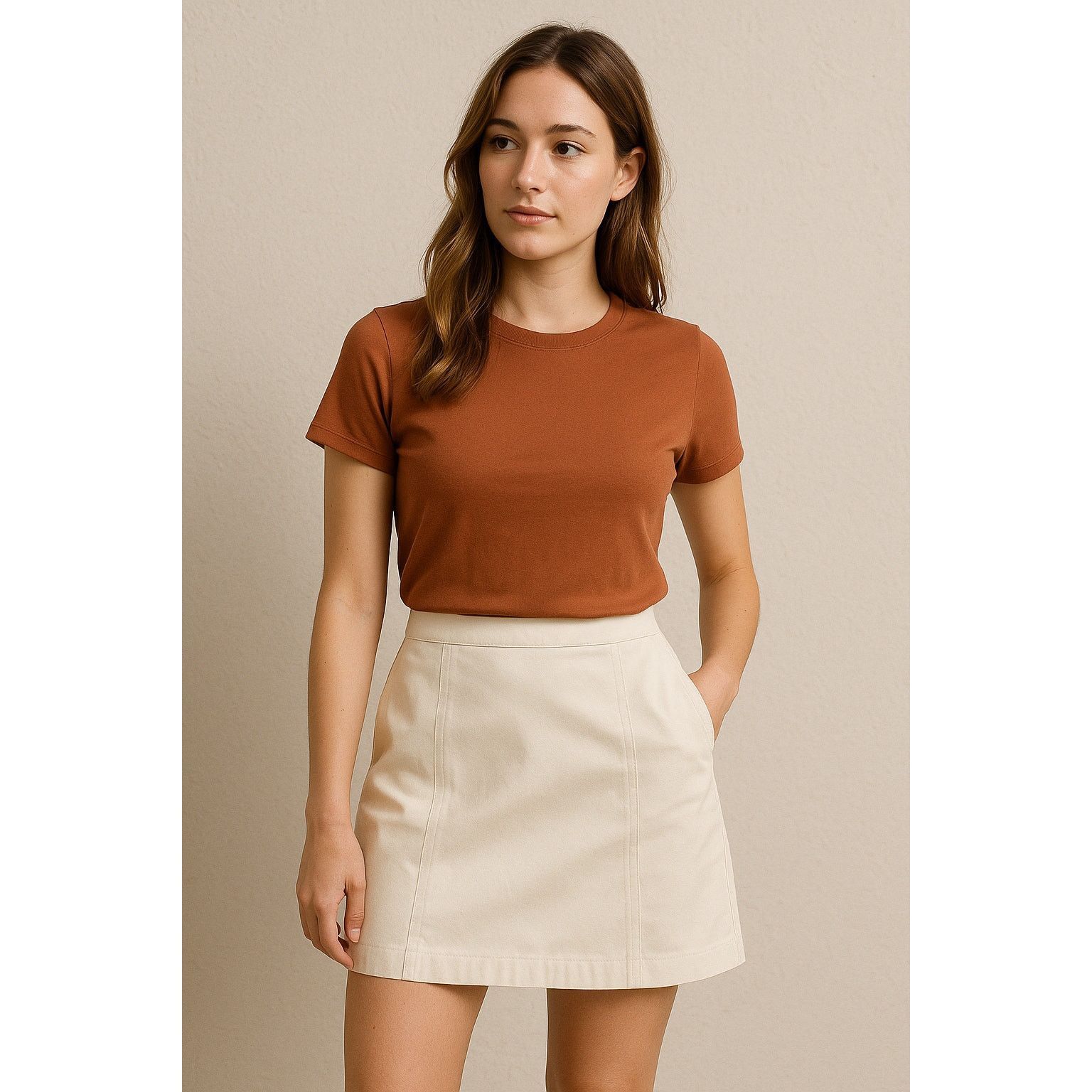 Wilsons Leather Vintage Genuine Leather Mini Skirt Cream Wilsons Leather 8 Size 30" / US 8 / IT 44 - 1 Thumbnail