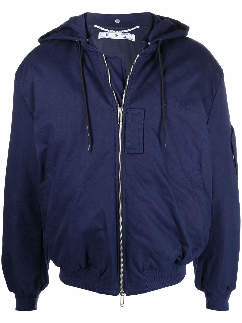 Off-White o1y0225 Bomber Hooded Jacket in Navy Blue Size US M / EU 48-50 / 2 - 1 Thumbnail