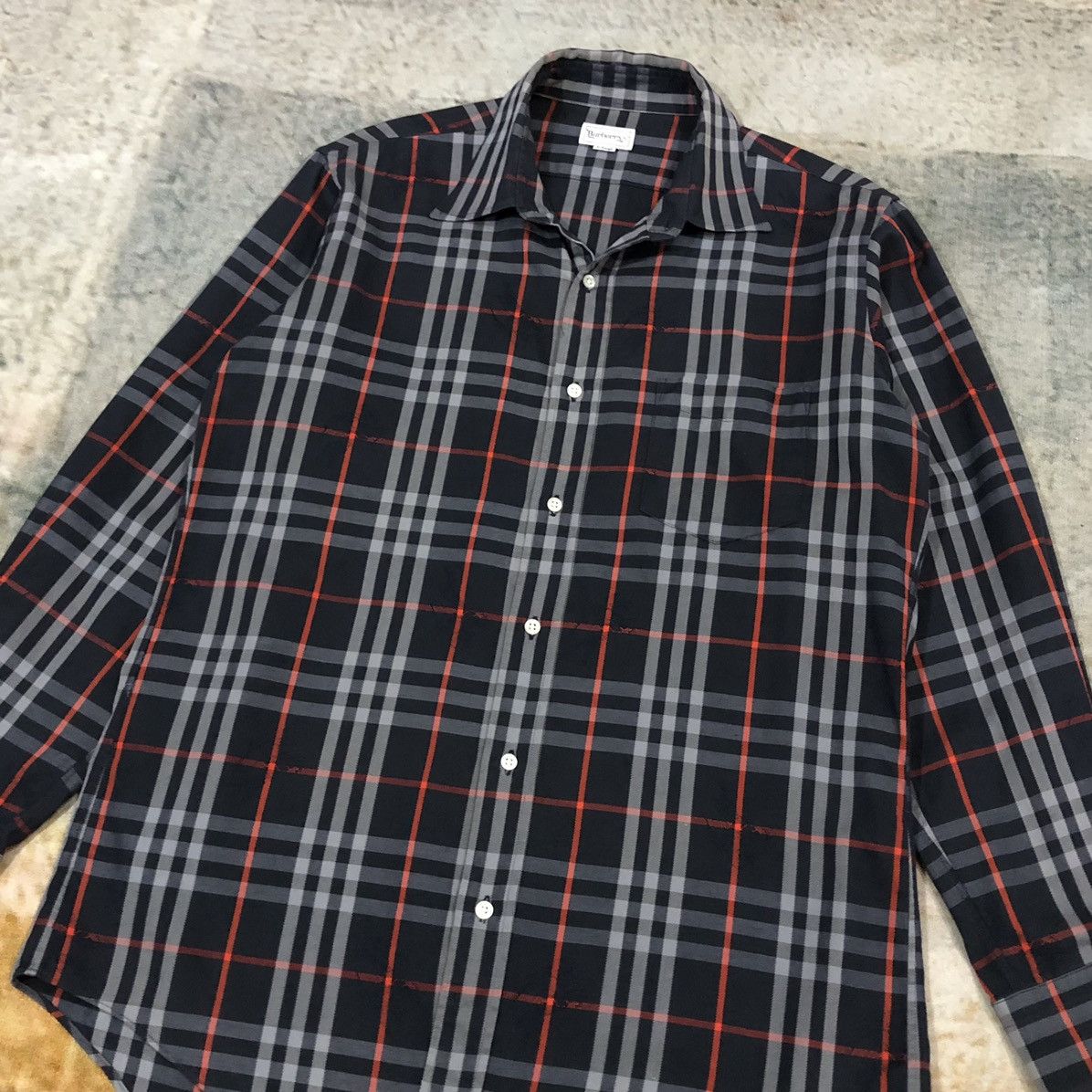 Burberry Burberrys Plaid Cotton Overprint Logo Long Sleeve Shirt Size US L / EU 52-54 / 3 - 4 Thumbnail