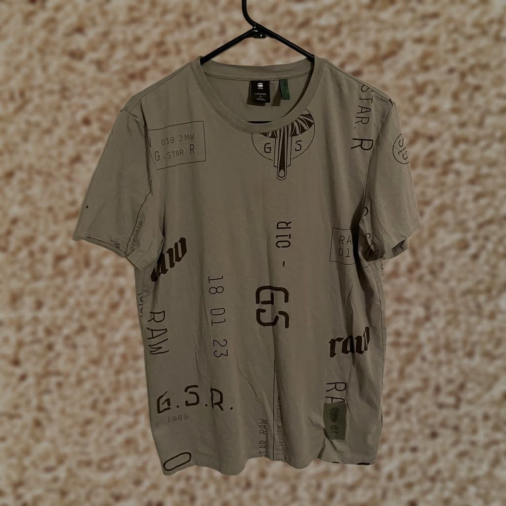 G-Star G-Star Raw Slim Casual T-Shirt Graphics All Over Gray S/S Large Men's Size US L / EU 52-54 / 3 - 1 Thumbnail