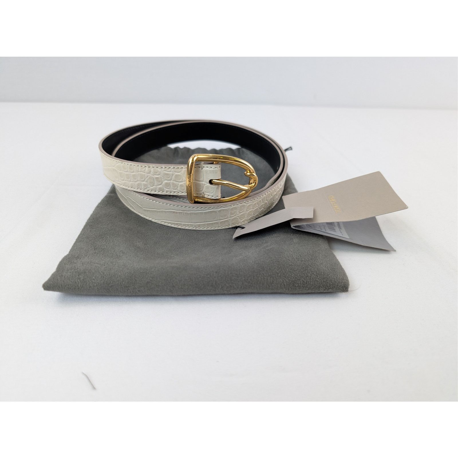 Tom Ford o1rshd1 Size: 90 / Croc Effect Leather Belt in Ivory Size 36 - 20 Thumbnail