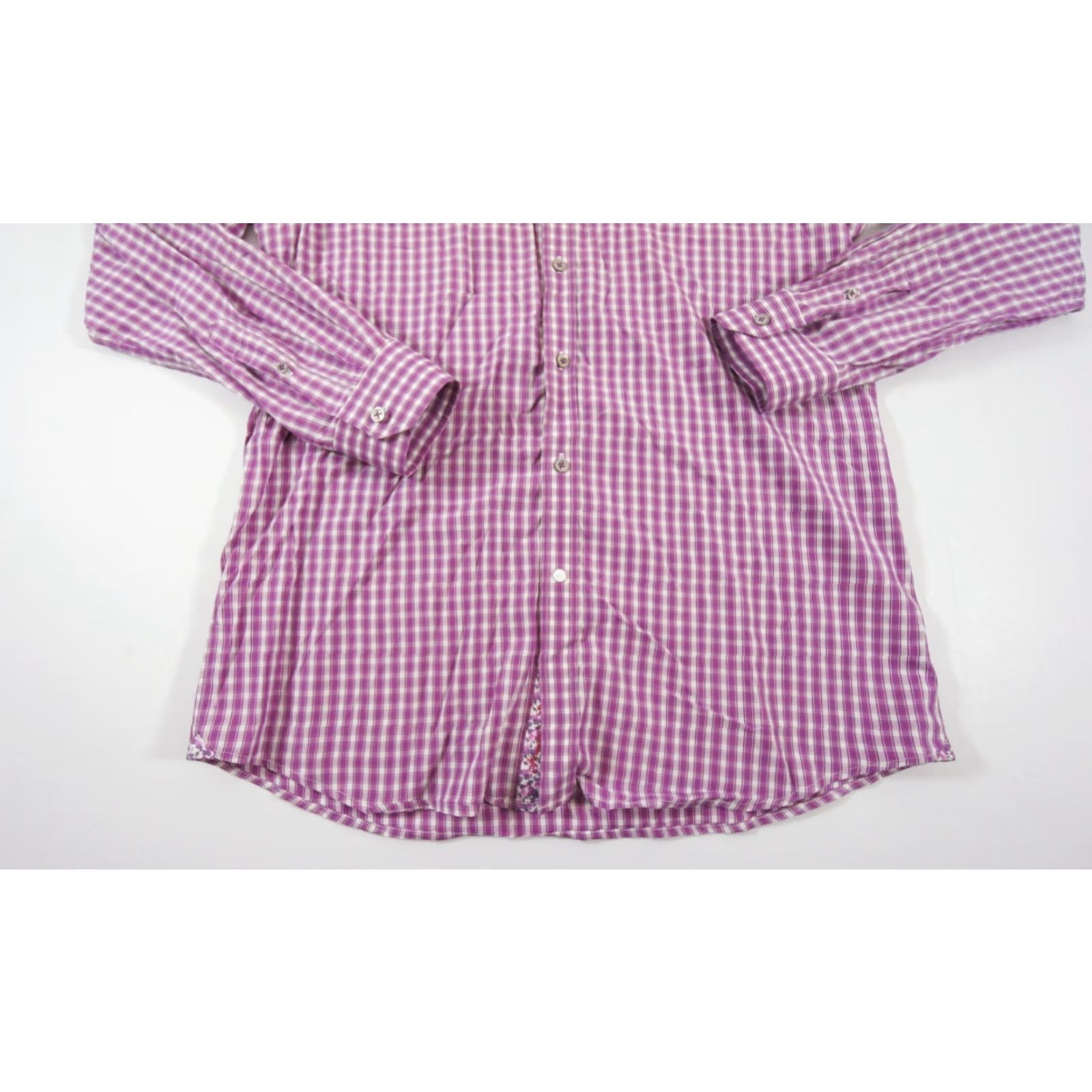Robert Graham VINTAGE Robert Graham X Shirt Mens 43 17 Purple Button Up Long Sleeve Tailored Fit Check Mens Size US XL / EU 56 / 4 - 3 Thumbnail