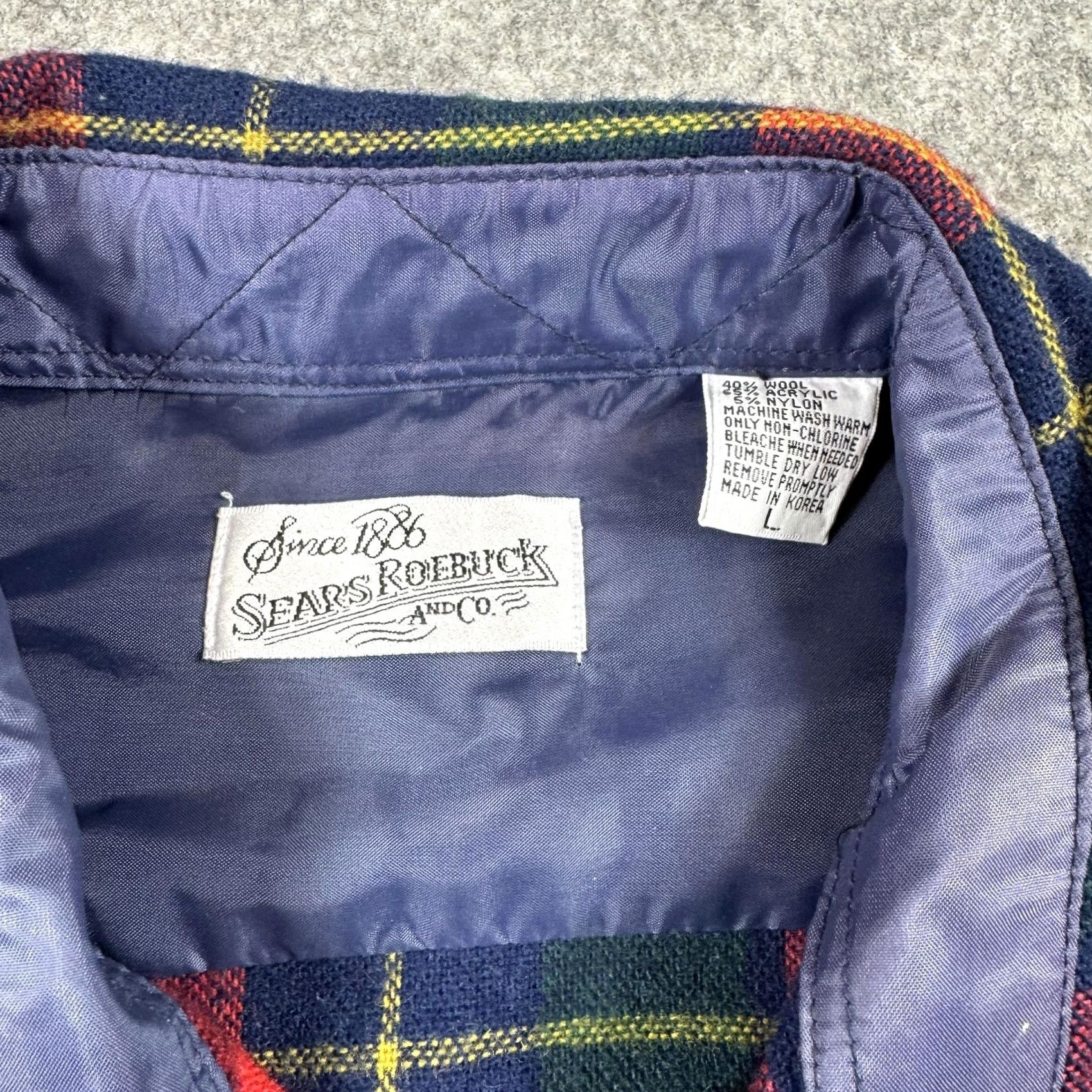 Sears VINTAGE Sears Roebuck Shirt Mens Large Plaid Wool Blend Flannel Red Green 80s Size US L / EU 52-54 / 3 - 5 Thumbnail
