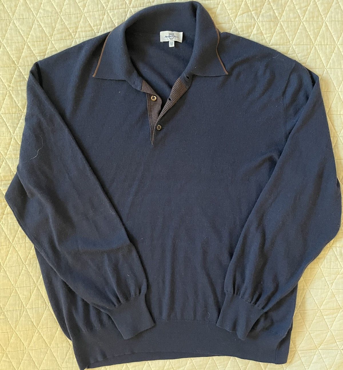 Avon Celli Cashmere Tri-Blend Tipped Sweater Polo Size US XL / EU 56 / 4 - 2 Thumbnail