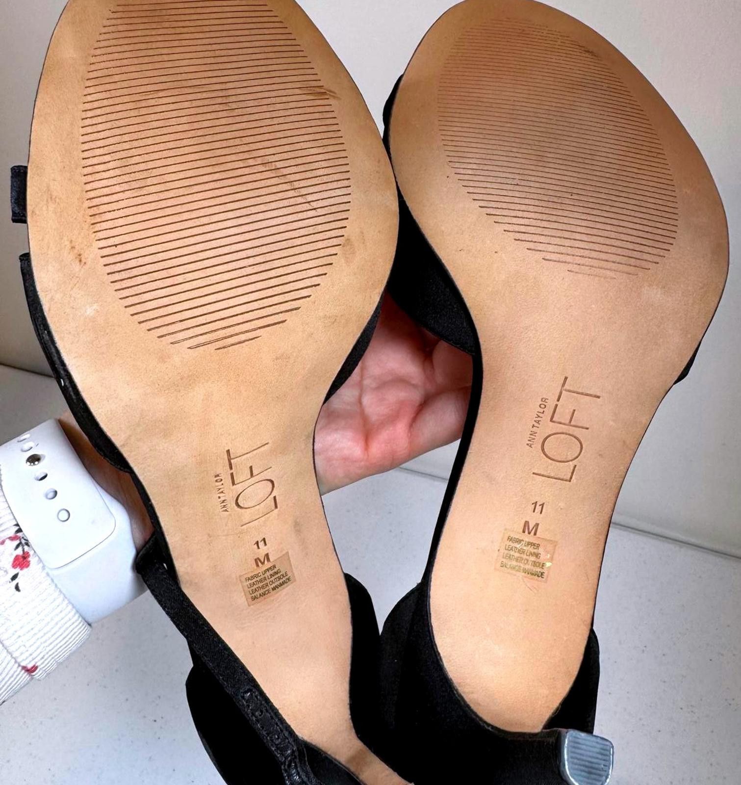 Designer Elegant Ann Taylor Loft Black Heels with Rhinestone Detail Size US 11 / IT 41 - 5 Thumbnail