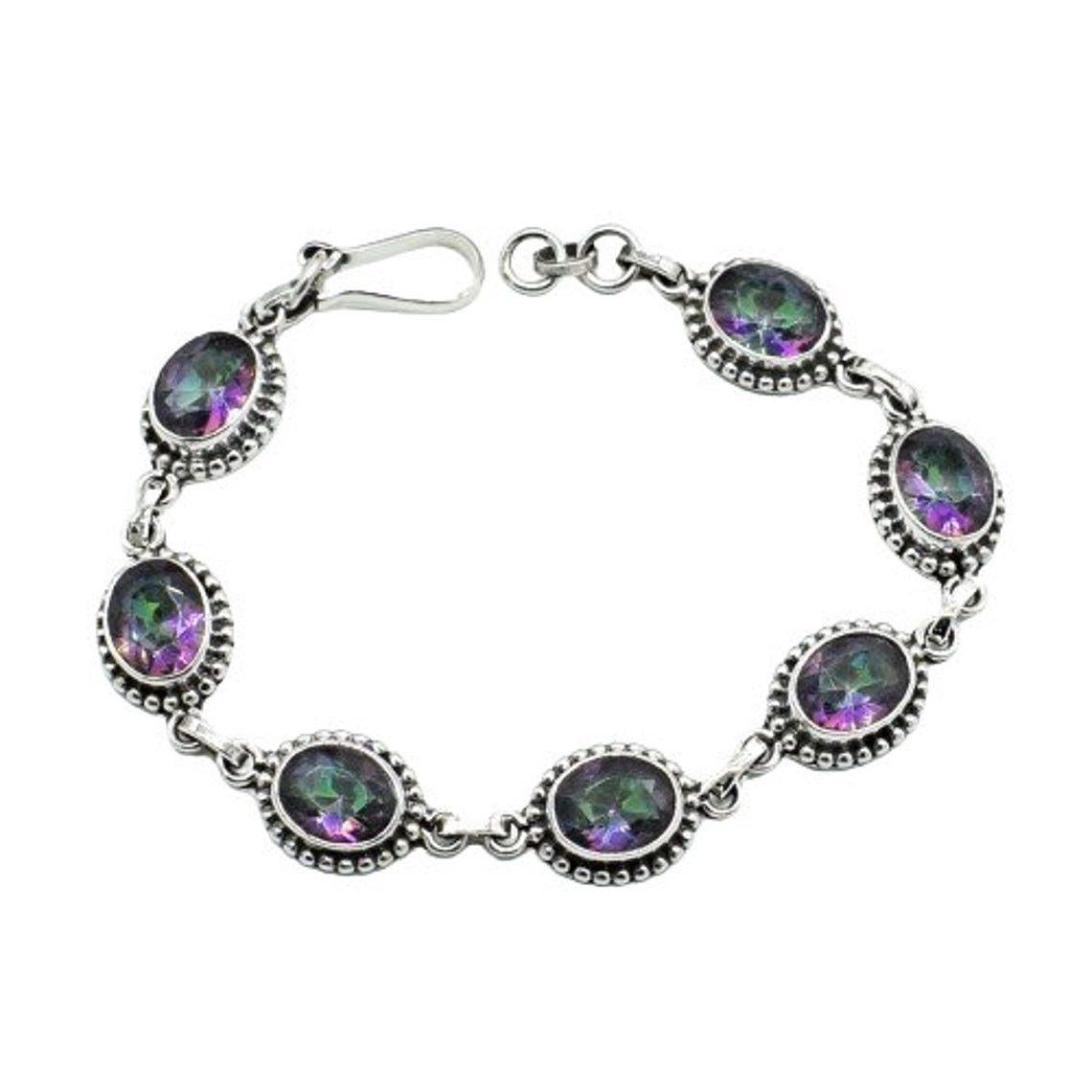Mystic Topaz Gemstone Bracelet Excellent Multi Color