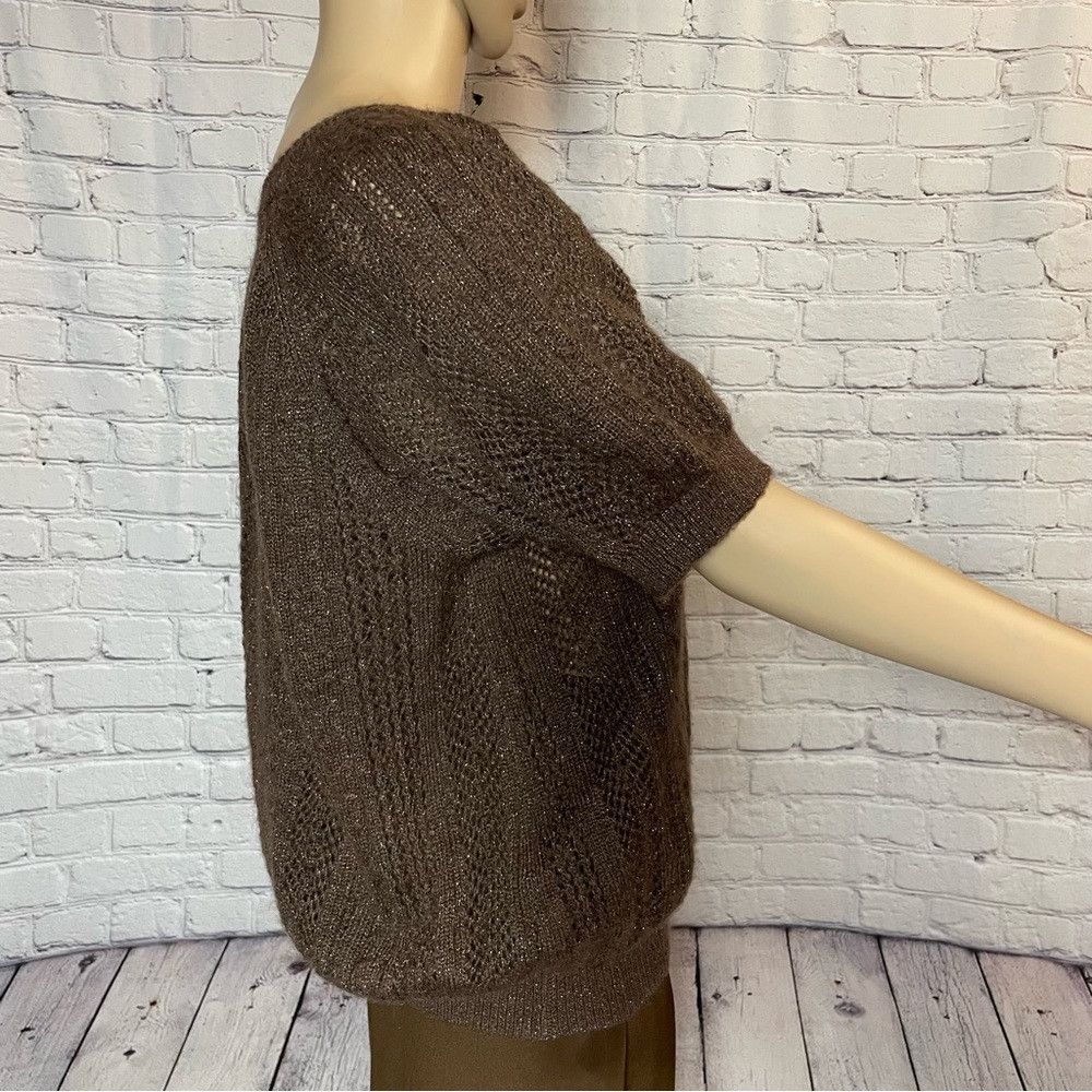 Express Express Design Studio Brown Cable Knit Short Sleeve Mohair Size M / US 6-8 / IT 42-44 - 3 Thumbnail