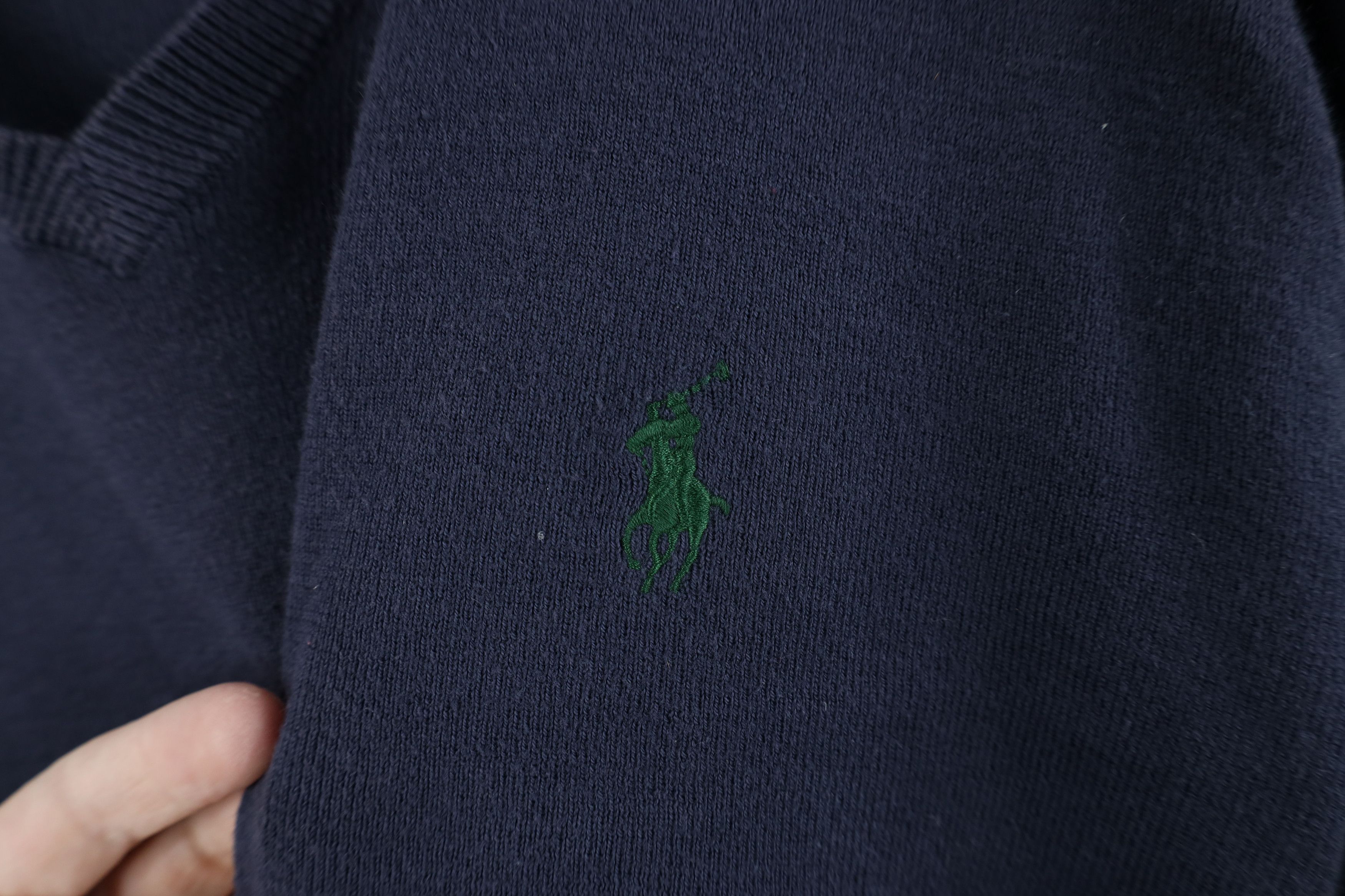 Ralph Lauren Vintage 90s Ralph Lauren Cotton Knit V-Neck Sweater Blue Size US M / EU 48-50 / 2 - 4 Thumbnail