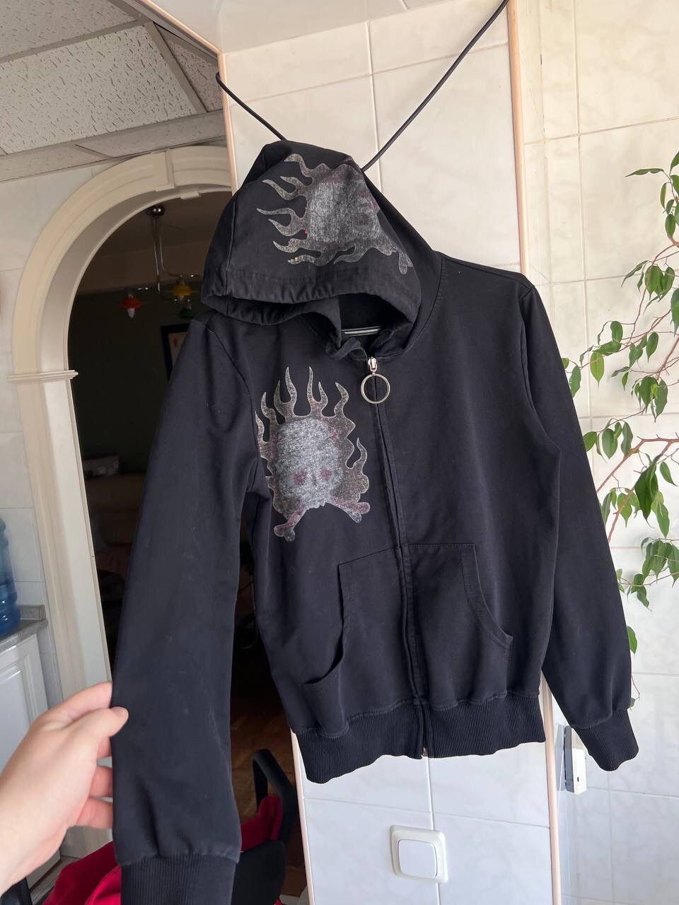 Christian Audigier × Ed Hardy × Vintage Vintage Ed Hardy Zip Hoodie Womens Sweatshirt Skull Flame Size US M / EU 48-50 / 2 - 14 Thumbnail