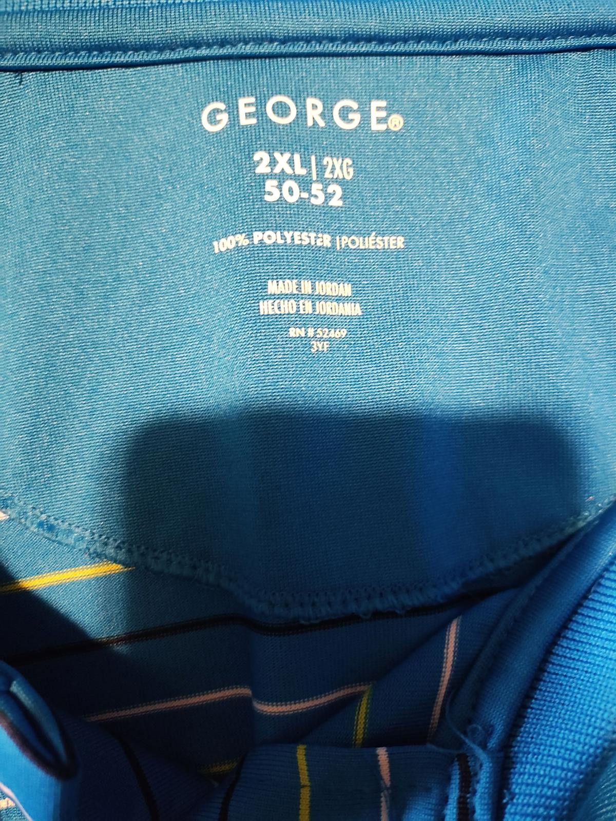 George George Men's Blue Striped Polo Shirt Size US XXL / EU 58 / 5 - 6 Thumbnail