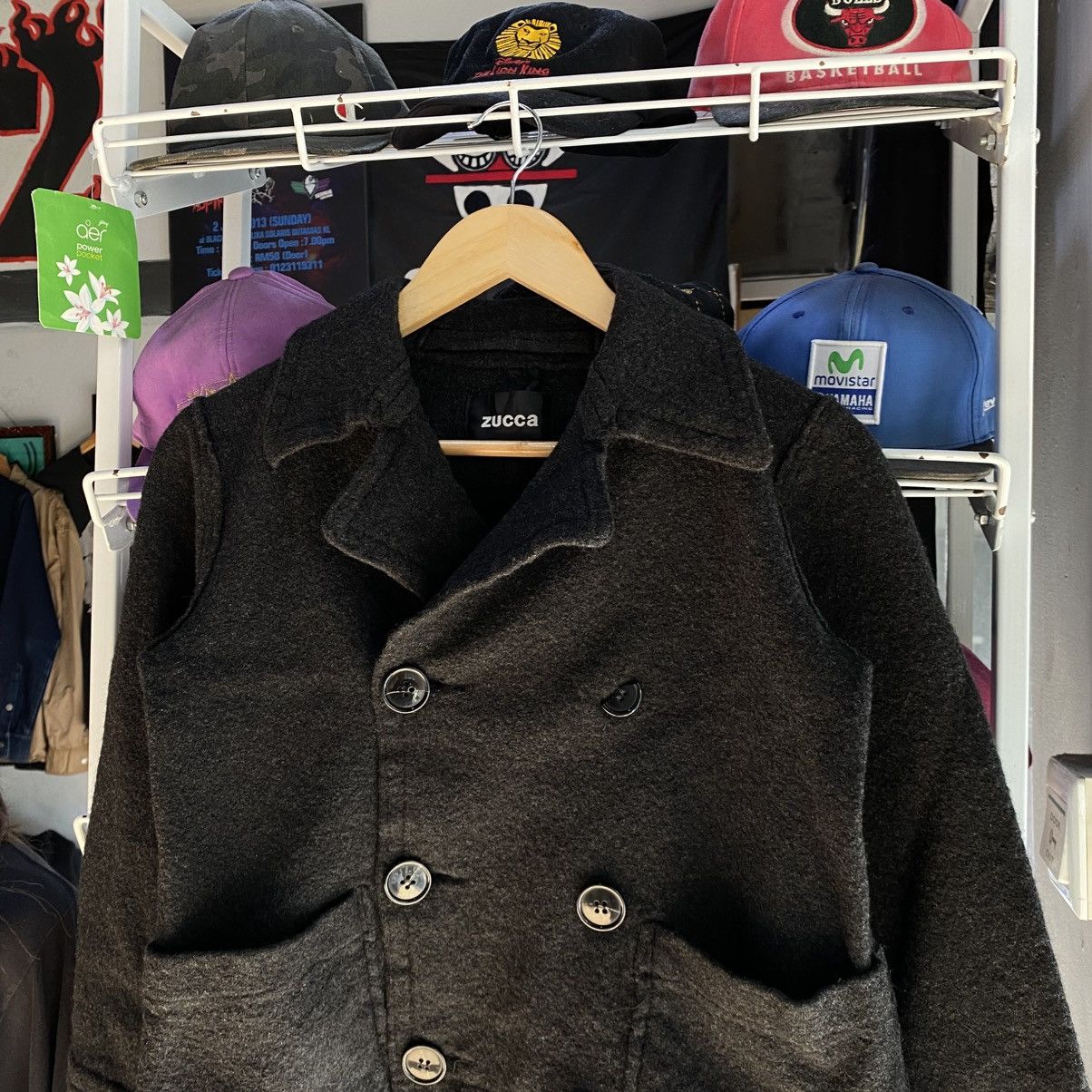 CABANE de ZUCCa × Issey Miyake × Japanese Brand Issey Miyake Cabane De ZUCCA Issey Wool Pea Coat Womens Size S / US 4 / IT 40 - 4 Thumbnail