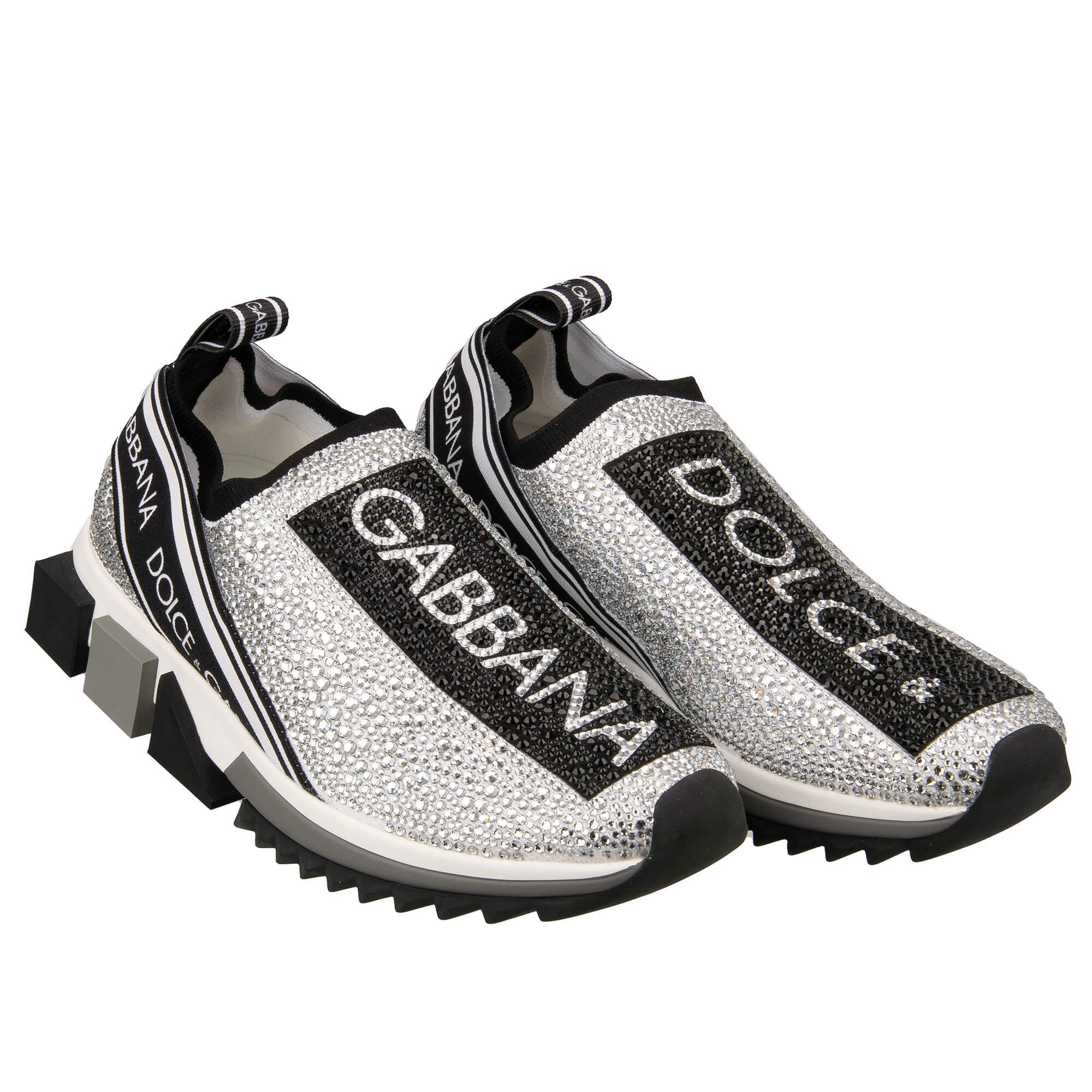 DOLCE&GABBANA キラキラスニーカー Dolce & Gabbana - Women Crystal DG Logo Slip-On Sneaker Shoes