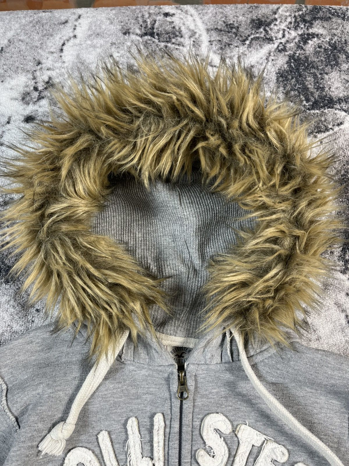Hollister Hollister Fur Hood Zip Hoodie Y2K Women M Grey Size M / US 6-8 / IT 42-44 - 6 Thumbnail