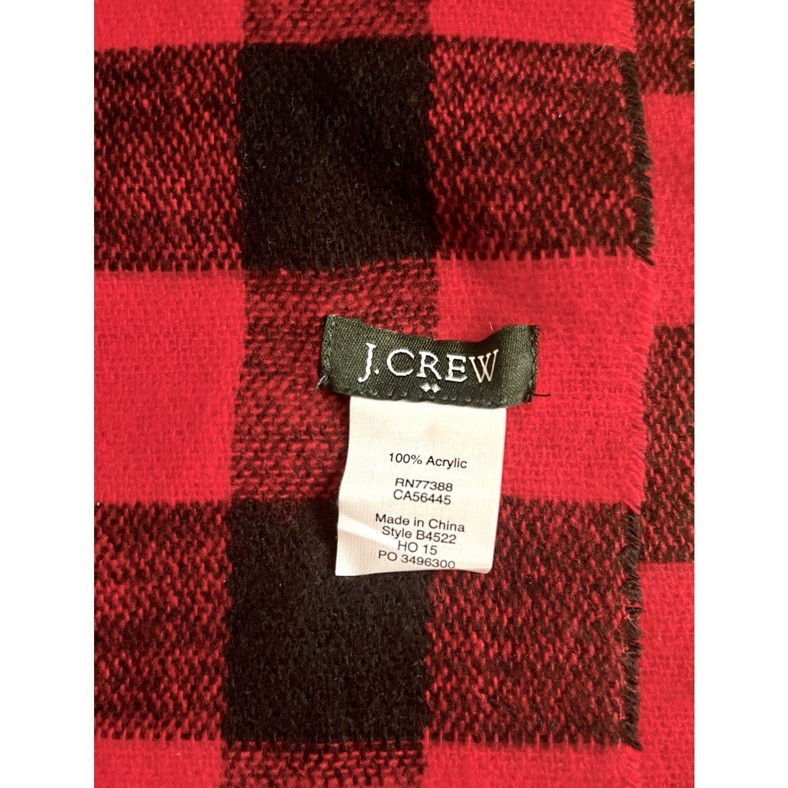 J.Crew J Crew Scarf Wrap Fringe Buffalo Plaid Red 83x15.5 Inches Size ONE SIZE - 4 Thumbnail