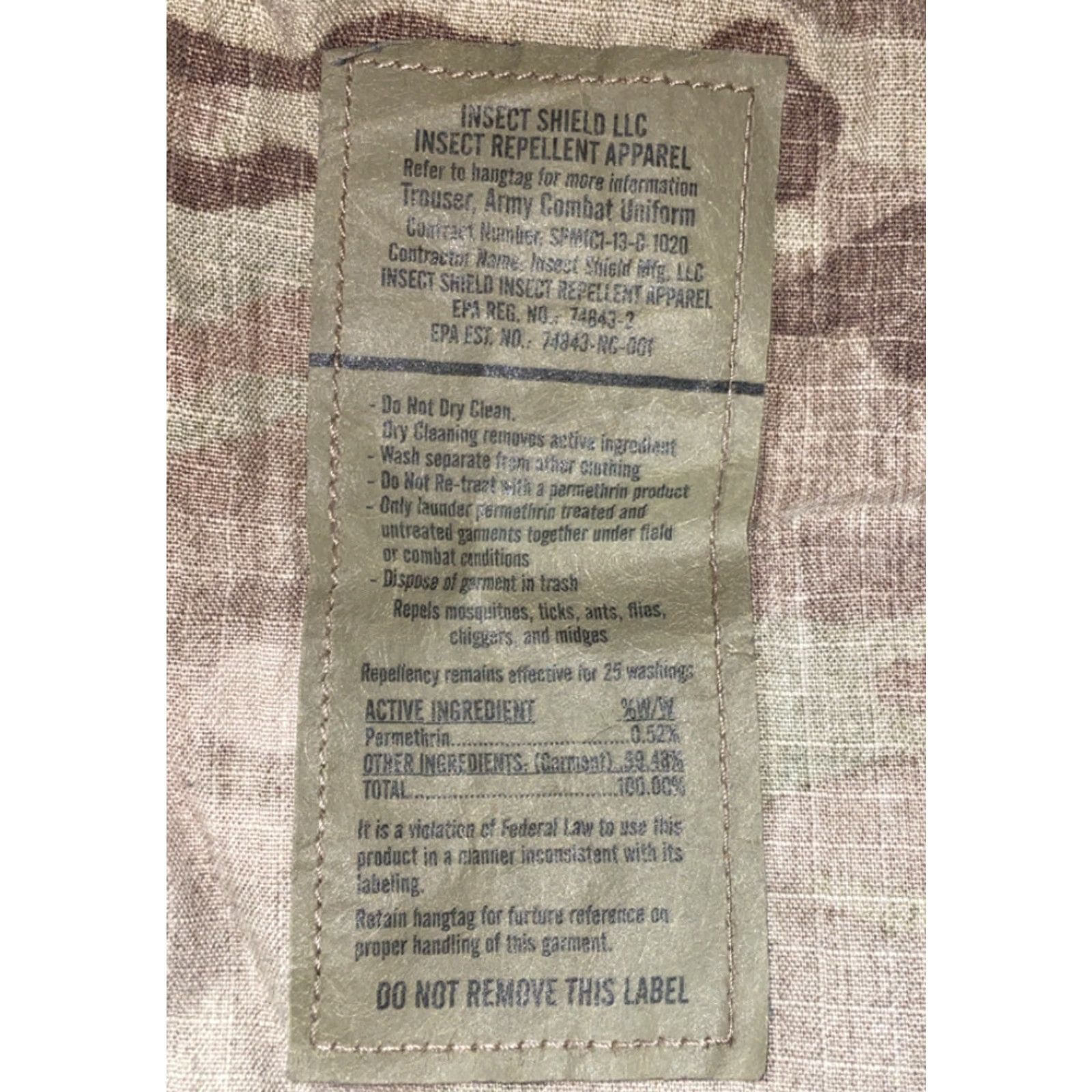 Vintage Mens Camouflage Military Pants Insect Shield 35x31 Brown Green Cotton Regular Regular Mens Size US 35 - 5 Thumbnail