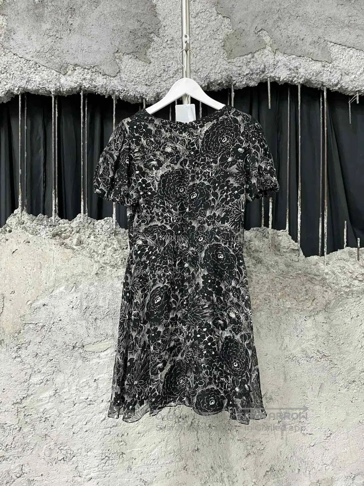 Saint Laurent Paris Saint Laurent SLP Black White Floral Dress. Size S / US 4 / IT 40 - 2 Thumbnail