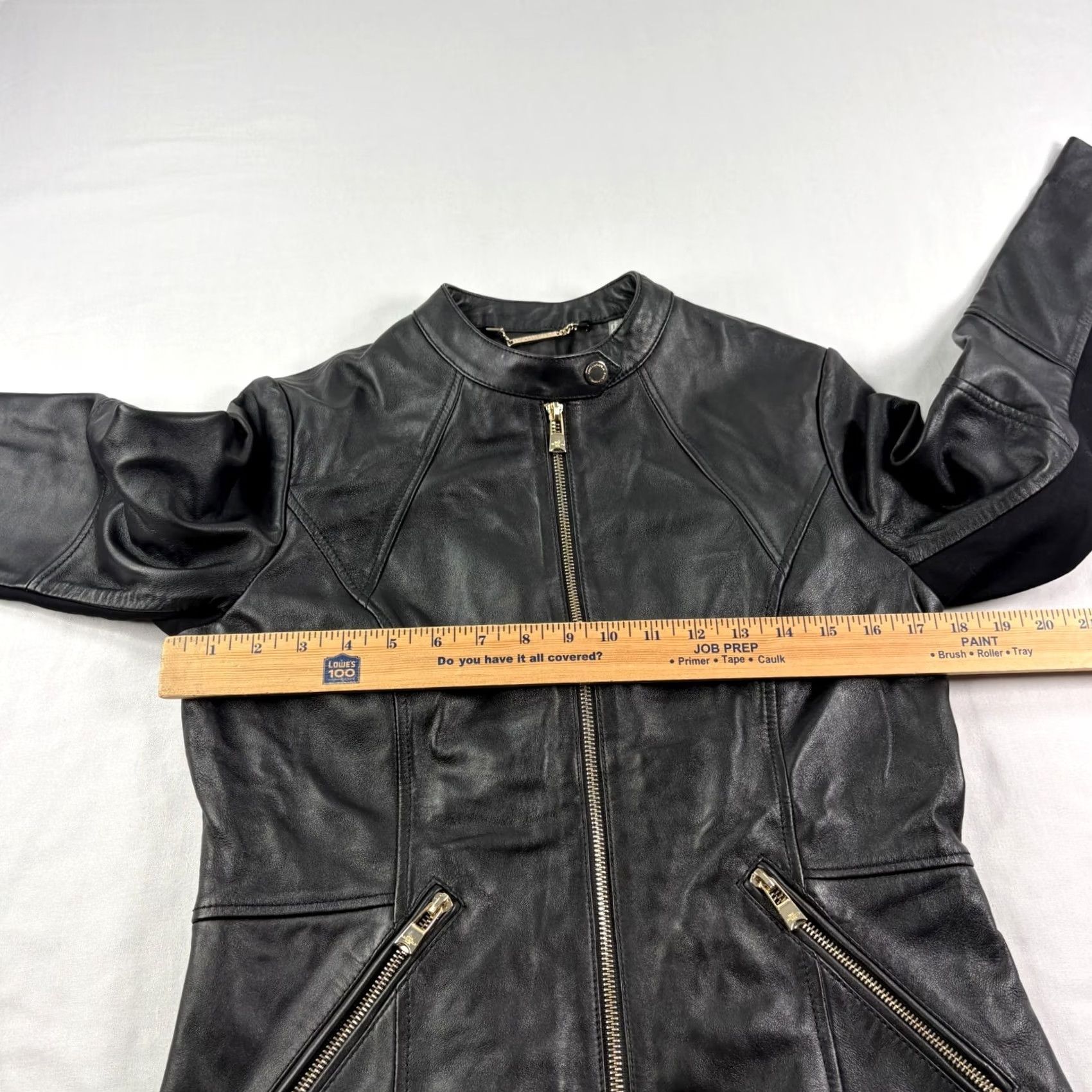 Karl Lagerfeld Karl Lagerfeld Womens Leather Jacket S Black Full Zip Biker Moto 90s Style, Zipper Accents, Mid-Length, Casual, Regular Fit, Jacket Size S / US 4 / IT 40 - 5 Thumbnail