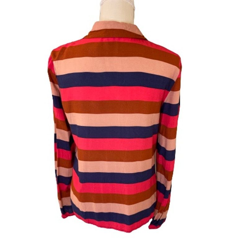Cremieux Cremieux Button Front Rayon Striped Blouse Size M / US 6-8 / IT 42-44 - 2 Thumbnail