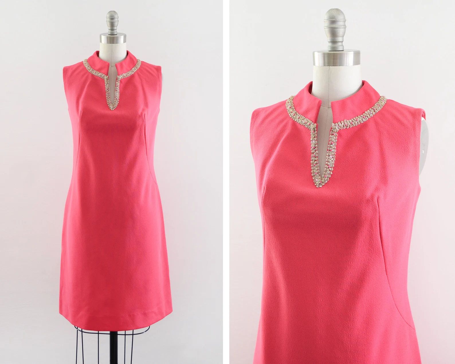 Other Vintage 1960s Fuchsia Pink Scooter Dress Size S / US 4 / IT 40 - 4 Thumbnail