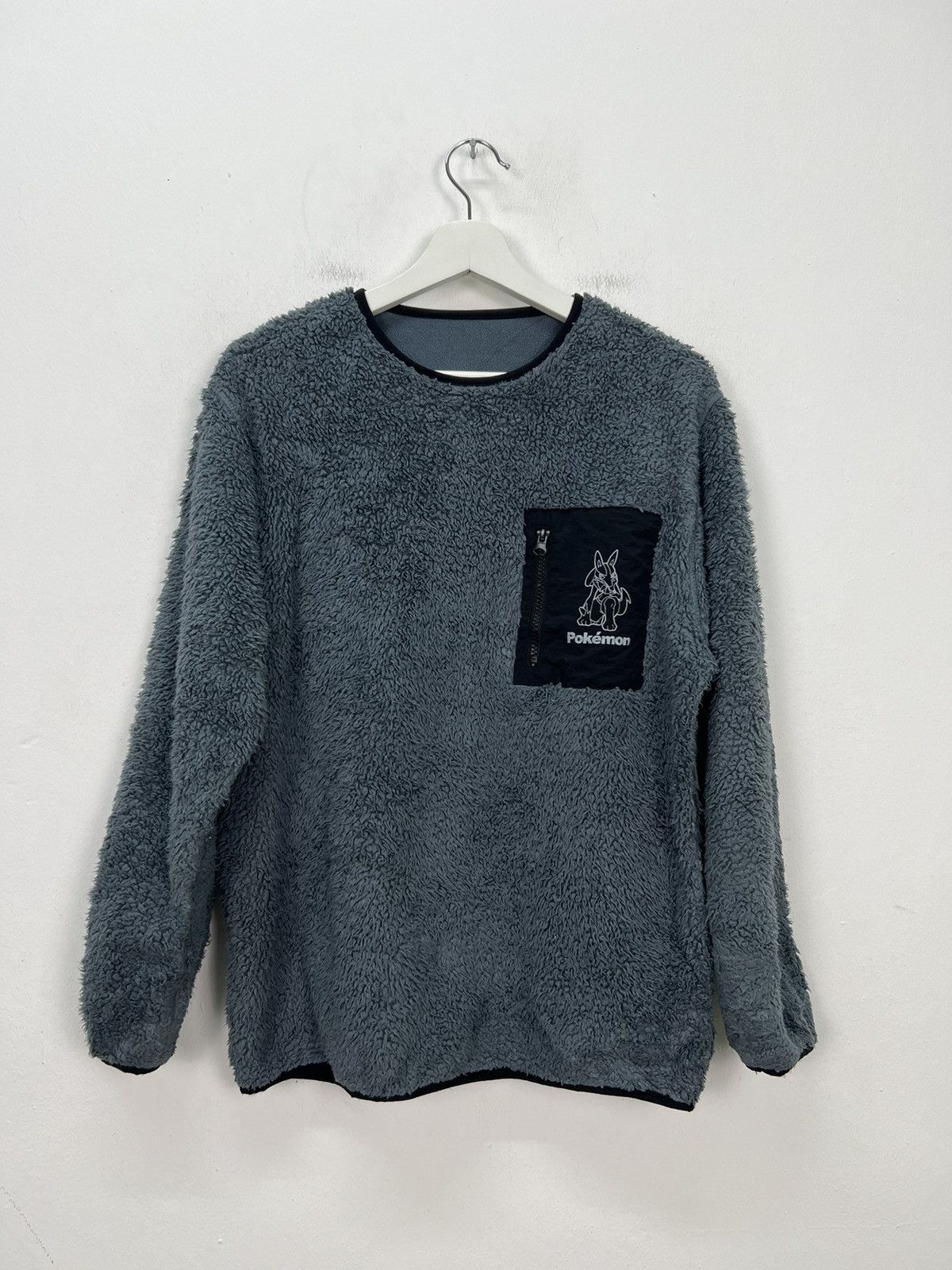 image of Anima x Gu Vintage Pokemon Sweatshirt By Gu Fleece Jacket in Blue, Men's (Size Medium)