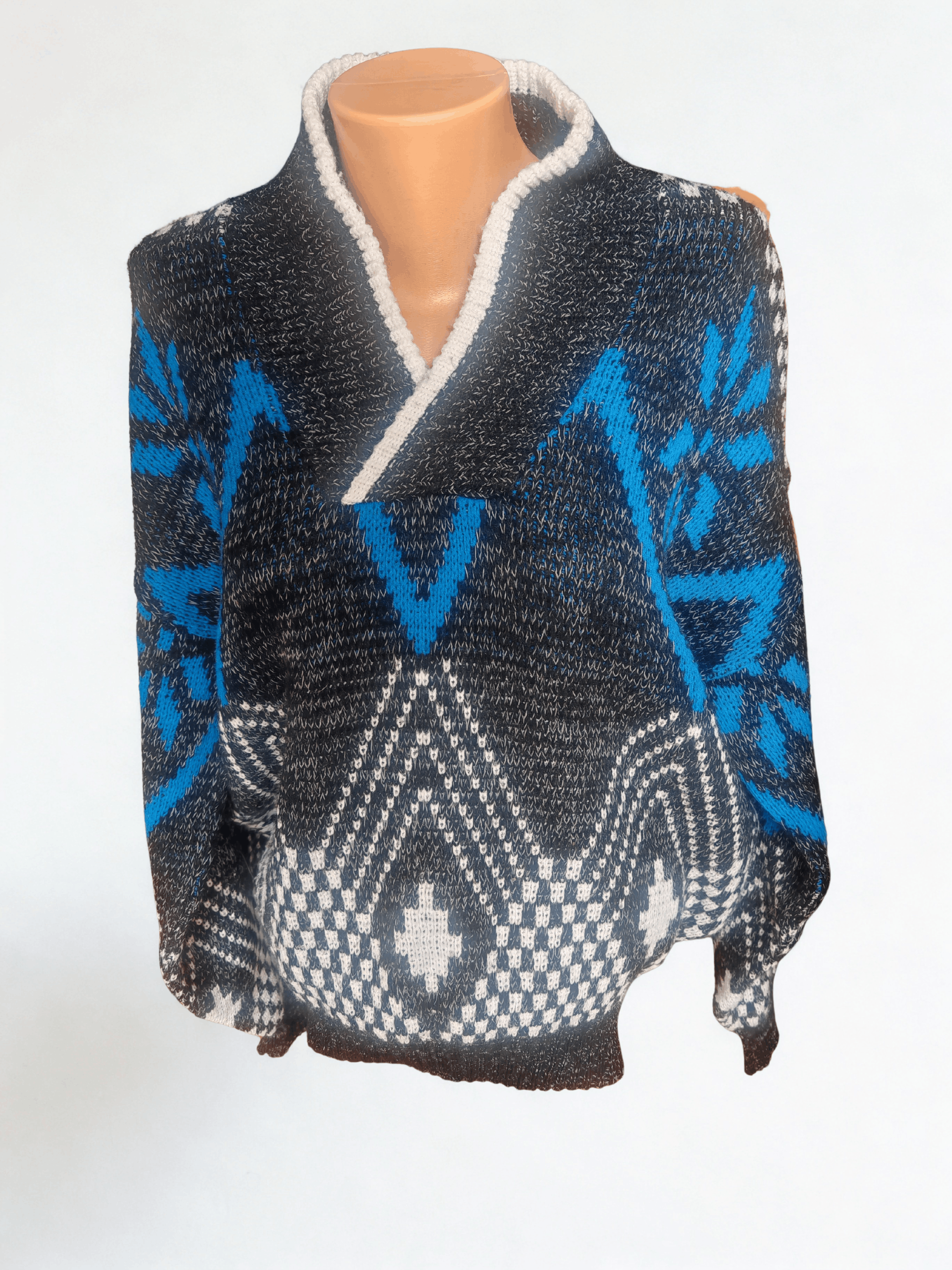 Vintage Vintage 90s Funky Geometric Print Jumper Shawl Collar size M Size US M / EU 48-50 / 2 - 1 Thumbnail