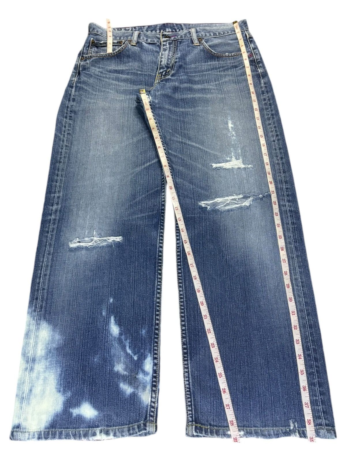 Levi's Vintage 90s Levis Bleached Wash Distressed Baggy Jeans Size US 33 - 12 Thumbnail