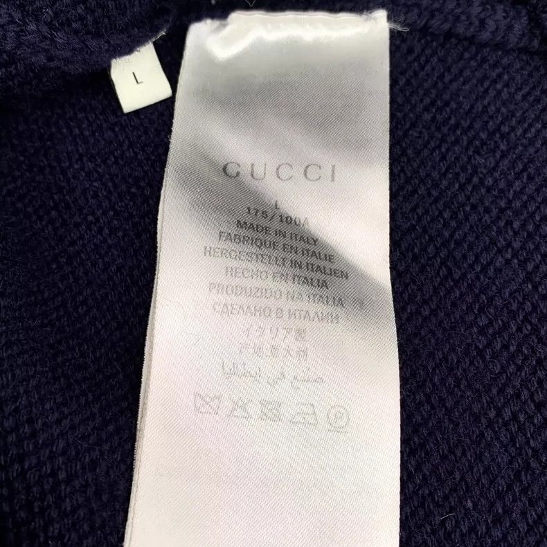 Gucci Gucci Dark blue bee embroidery V-neck wool long-sleeved swe Size US L / EU 52-54 / 3 - 6 Thumbnail