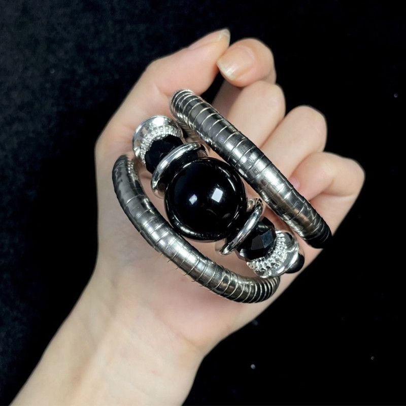 Jewelry Black Agate Stretch Bracelet Size ONE SIZE - 4 Thumbnail
