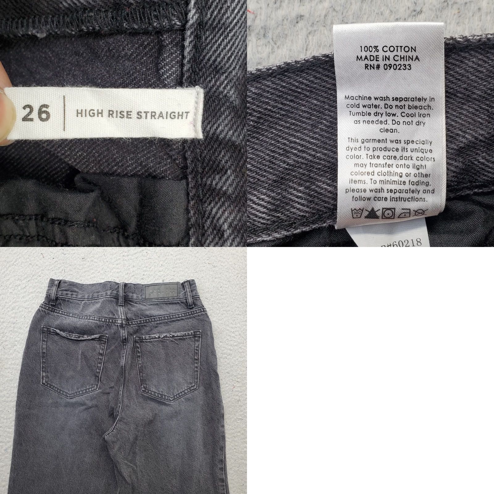 Pacsun PacSun Straight Jeans Womens 26 Black Denim Stretch Raw Hem High Rise Dark Wash Jeans Size 26" / US 2 / IT 38 - 8 Thumbnail