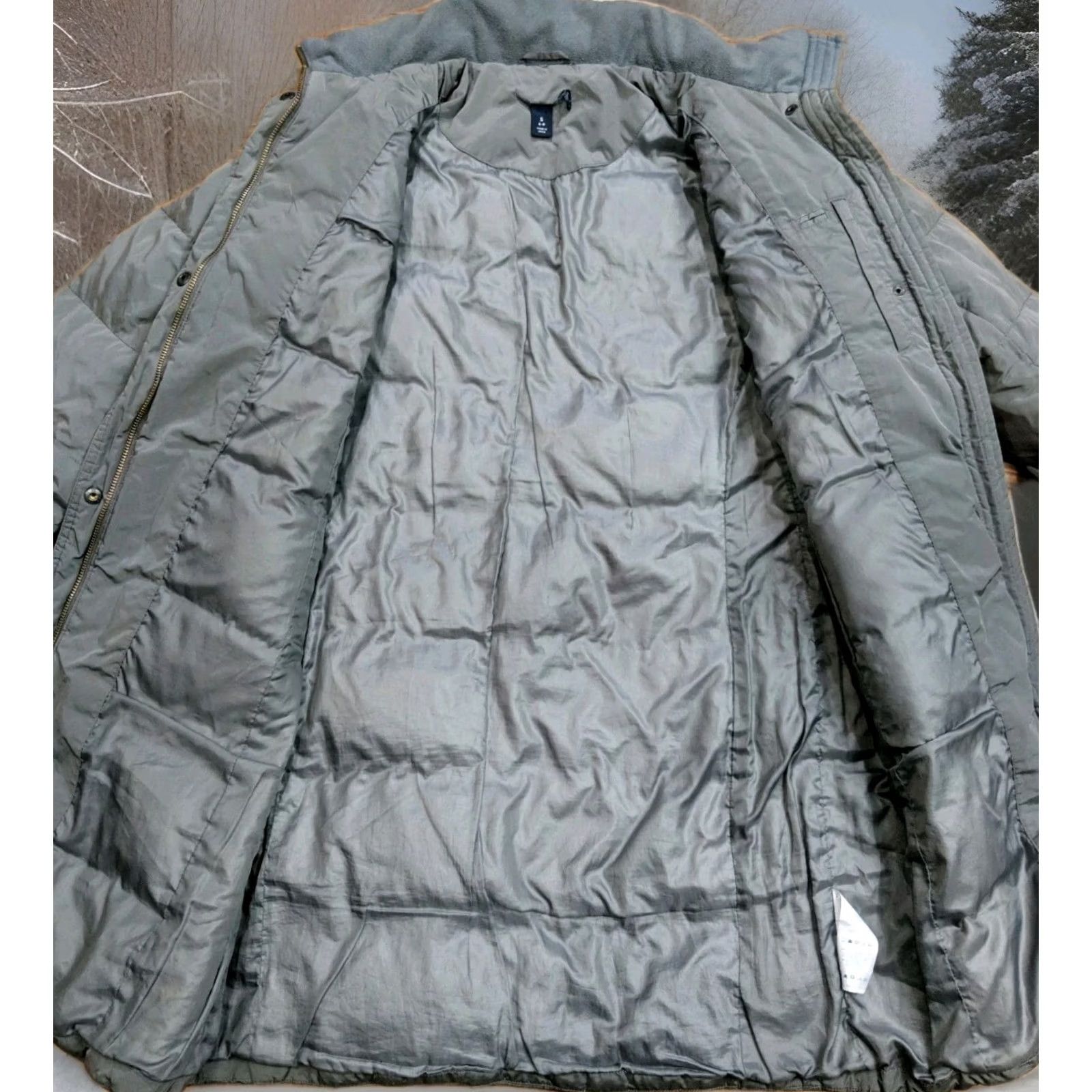 Lands' End LANDS END Womens Small Long Down Puffer Jacket Coat Quilted Grey Winter Size S / US 4 / IT 40 - 2 Thumbnail