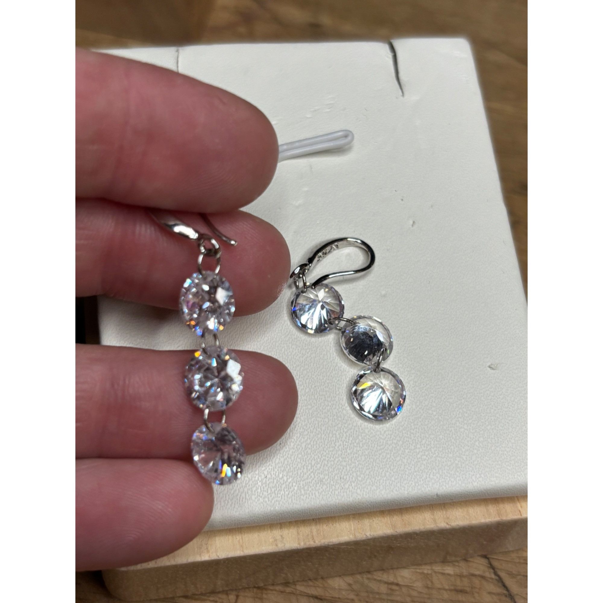 Other Sterling Silver Cubic Zirconia Drop Earrings Size ONE SIZE - 4 Thumbnail