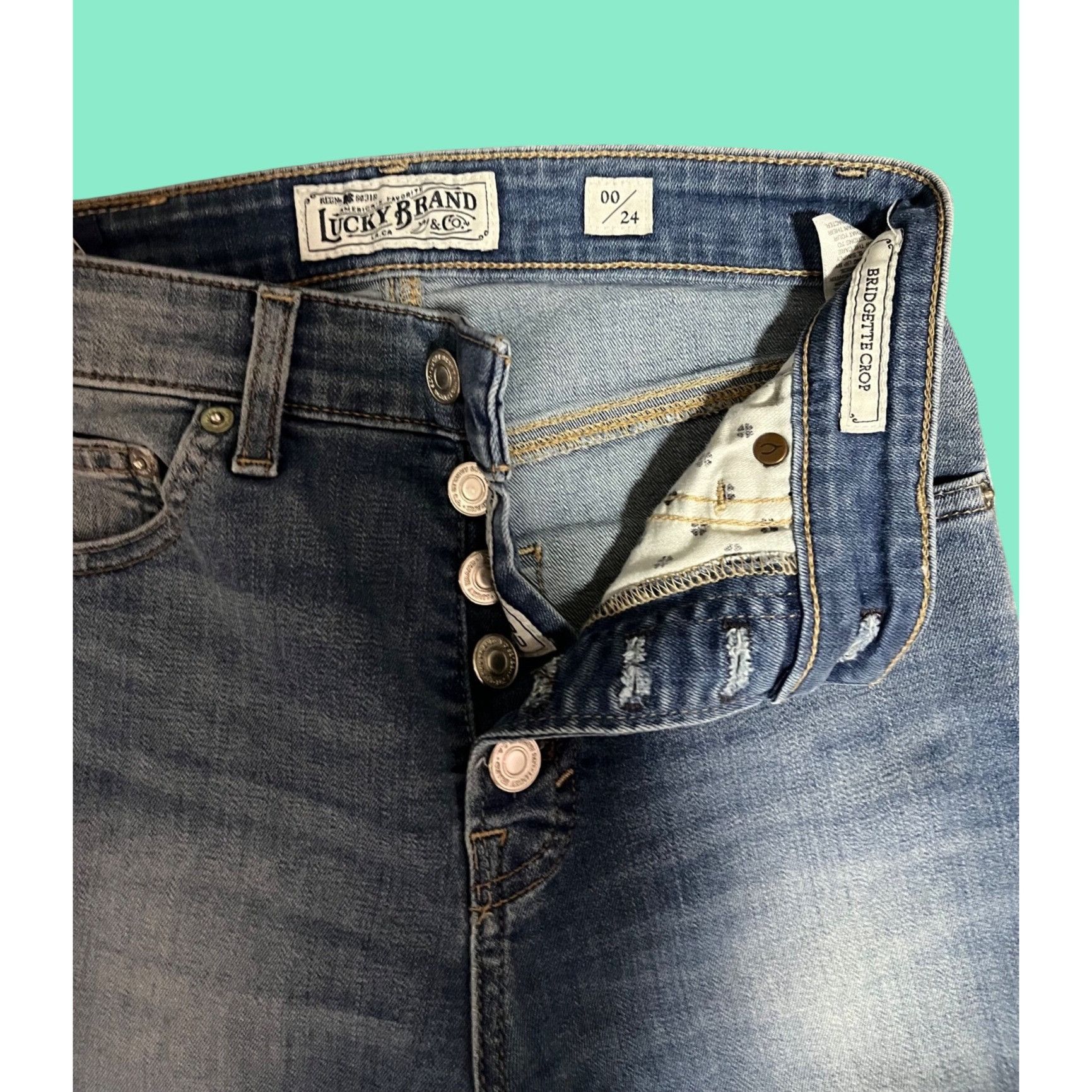 Lucky Brand Lucky Brand Womens Bridgette Crop Button Fly Skinny Jeans Si Size 24" / US 00 / IT 34 - 2 Thumbnail