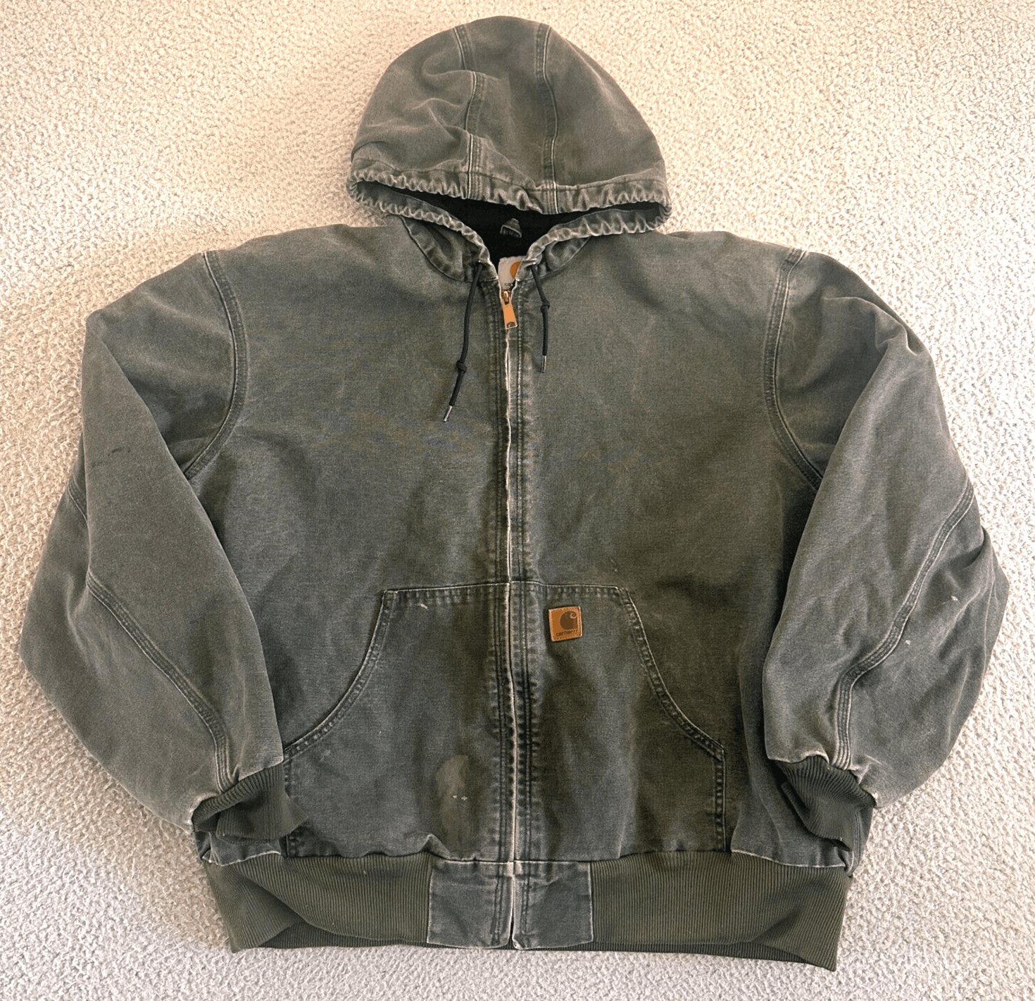 Carhartt Vintage Carhartt Hooded Jacket J25 MOS Duck Canvas XL Moss Size US XL / EU 56 / 4 - 1 Thumbnail